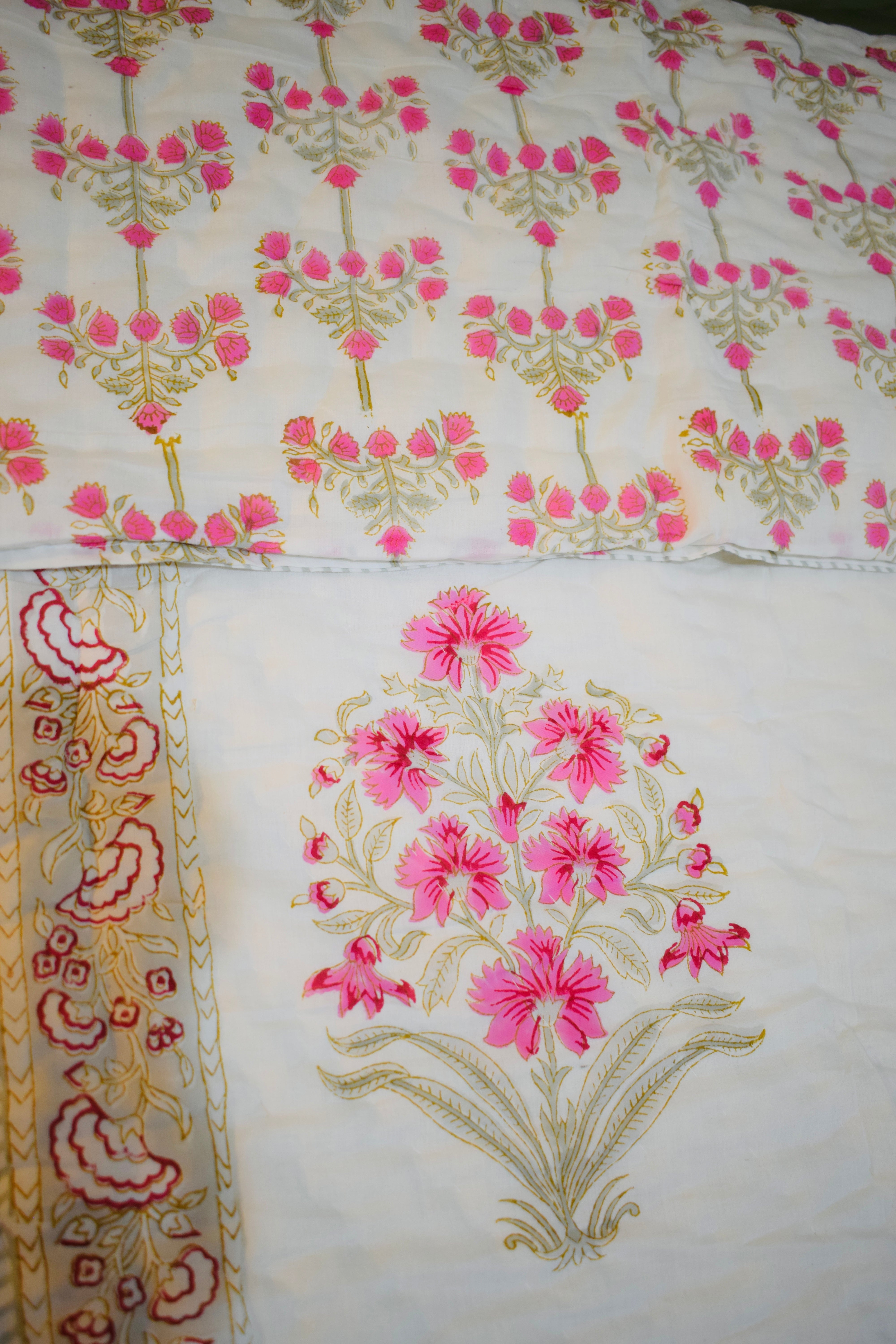 Pink Floral Twin Quilt | Jaipur Razai | 100% Cotton Reversible Summer Blanket | Lightweight & Breathable | Teen Birthday Gift