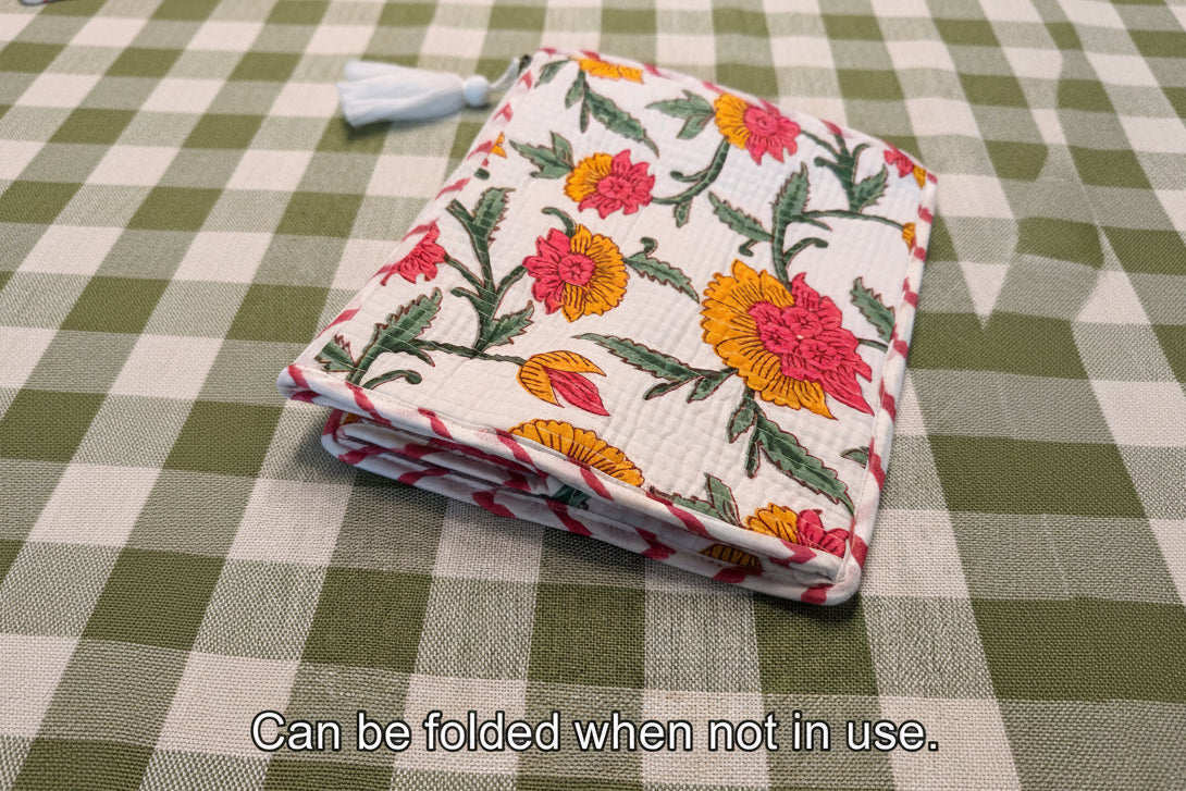 Spring Bloom Triangle Foldable Vanity Pouch