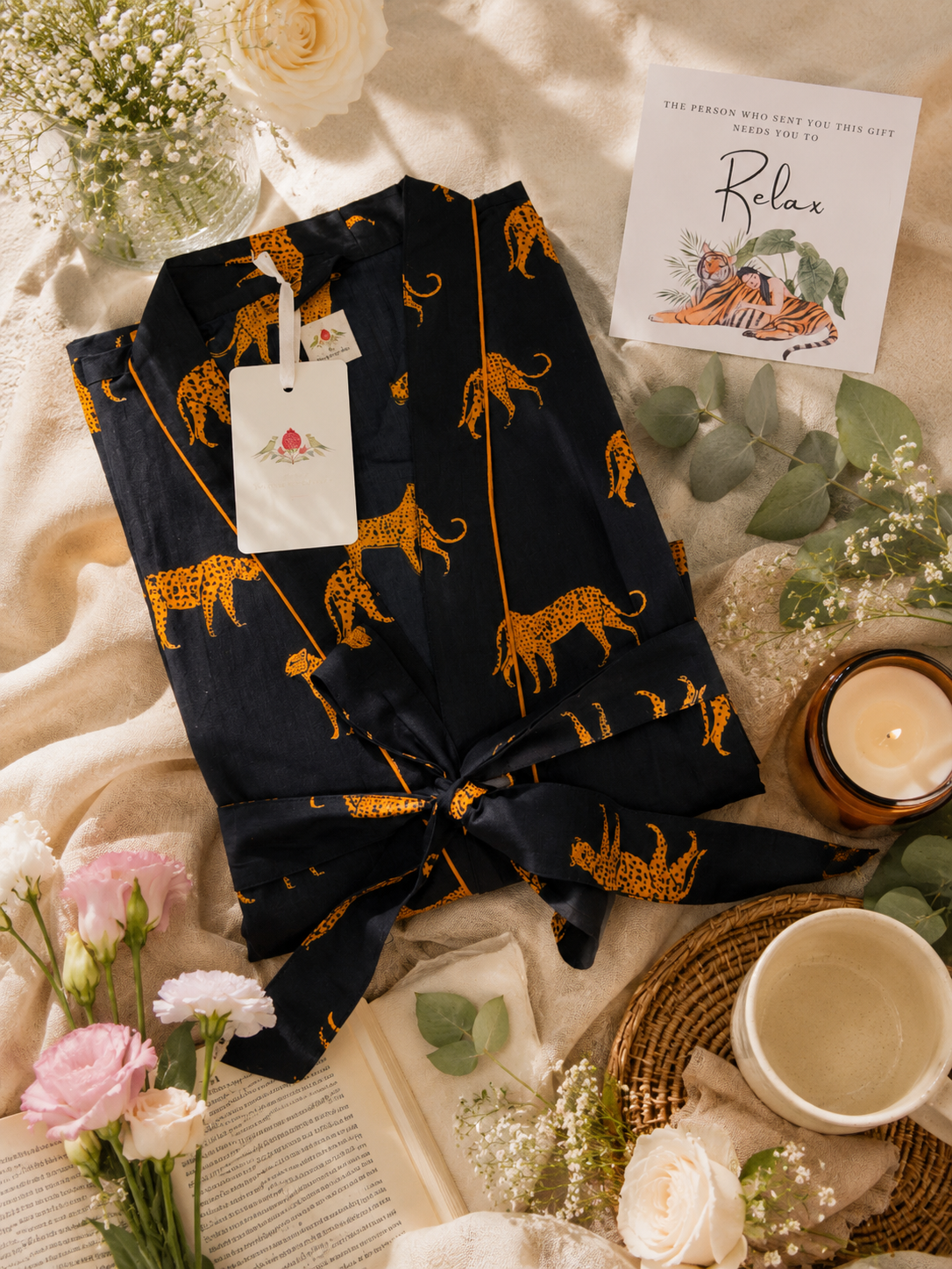 Midnight Leopard Cotton Kimono