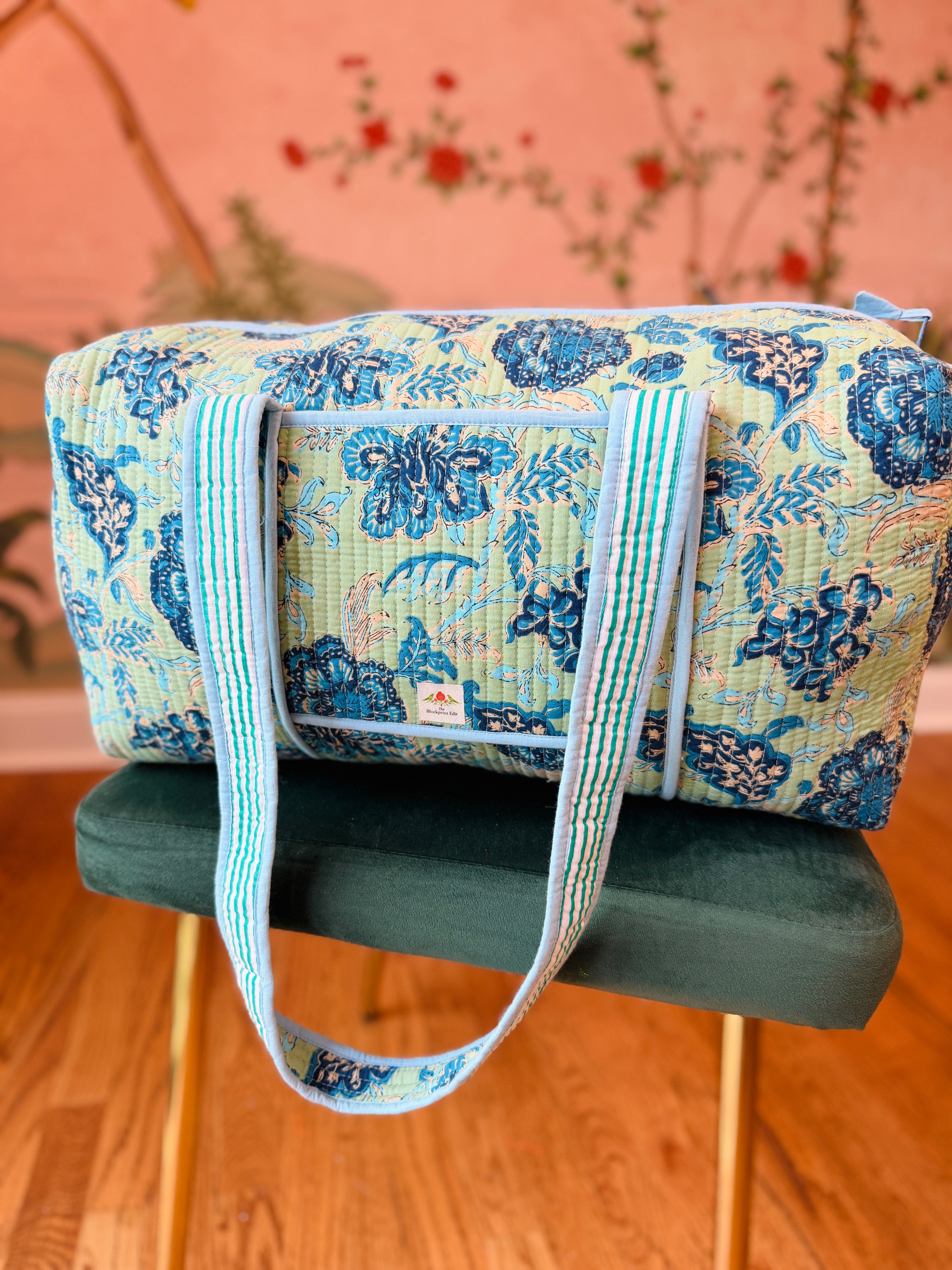 Zing of Floral Blue Duffle Bag