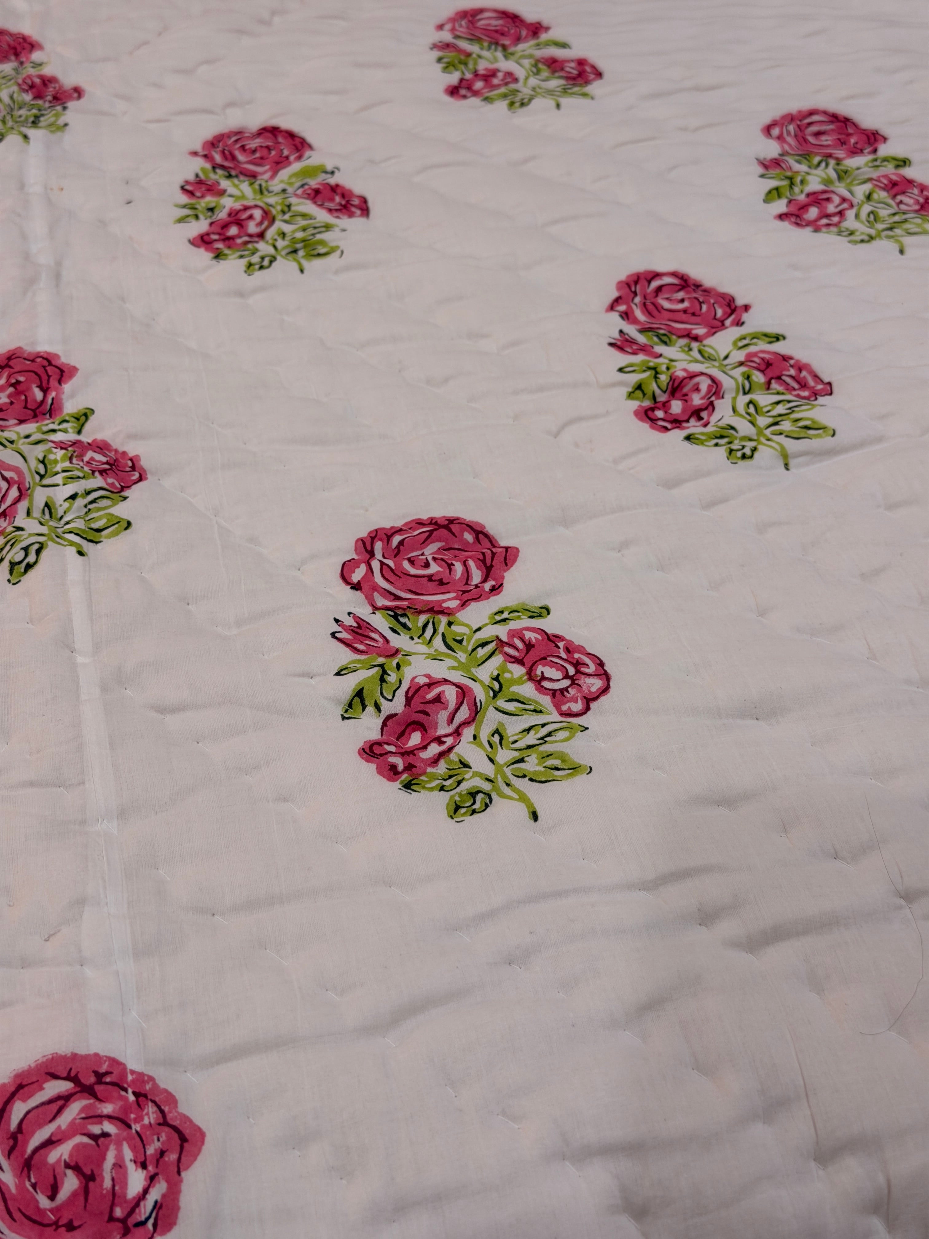Pink Rose Reversible - Queen Quilt