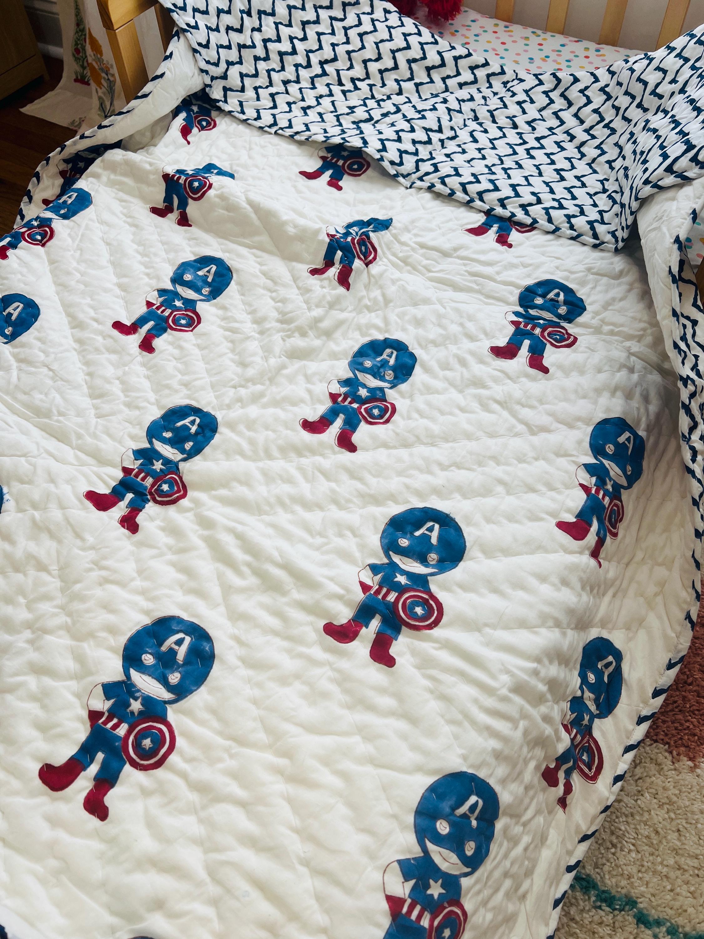 Captain America Theme Handmade Toddler Quilt