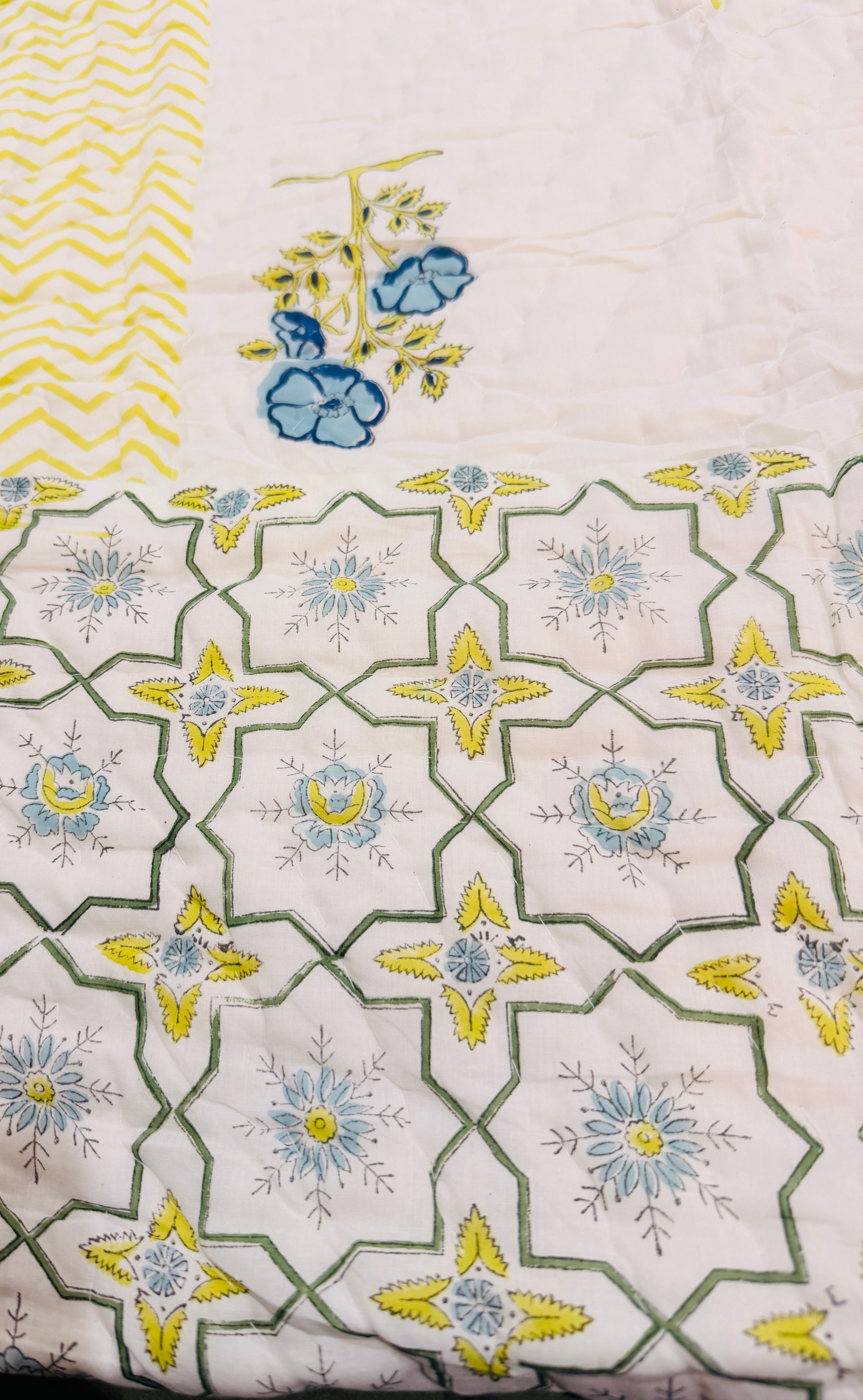 Twin Size Reversible Cotton Quilt | Hand Block Printed Jaipur Razai | Lightweight Soft Summer Blanket | Made in India