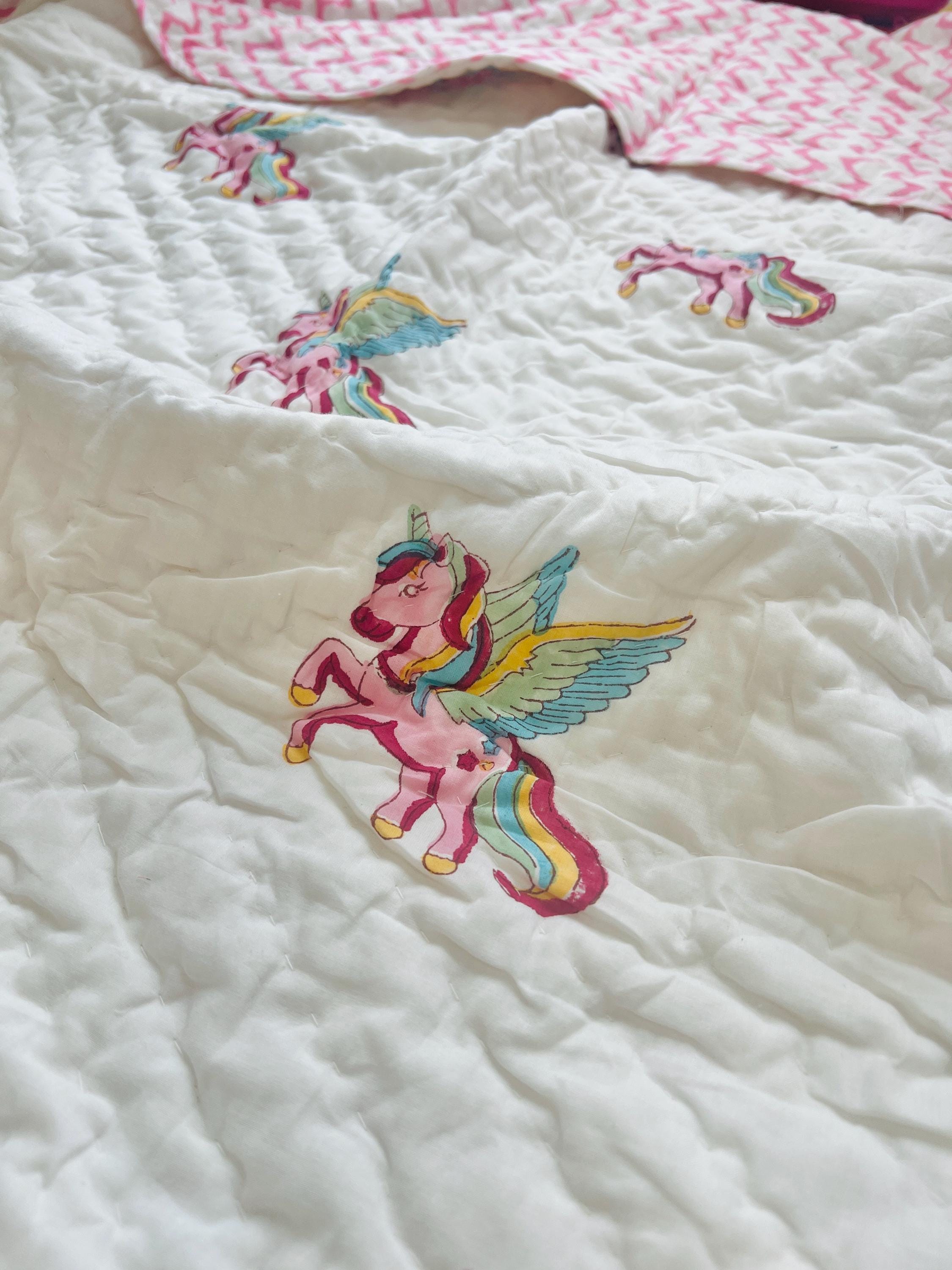 Unicorn Theme Handmade Toddler Quilt