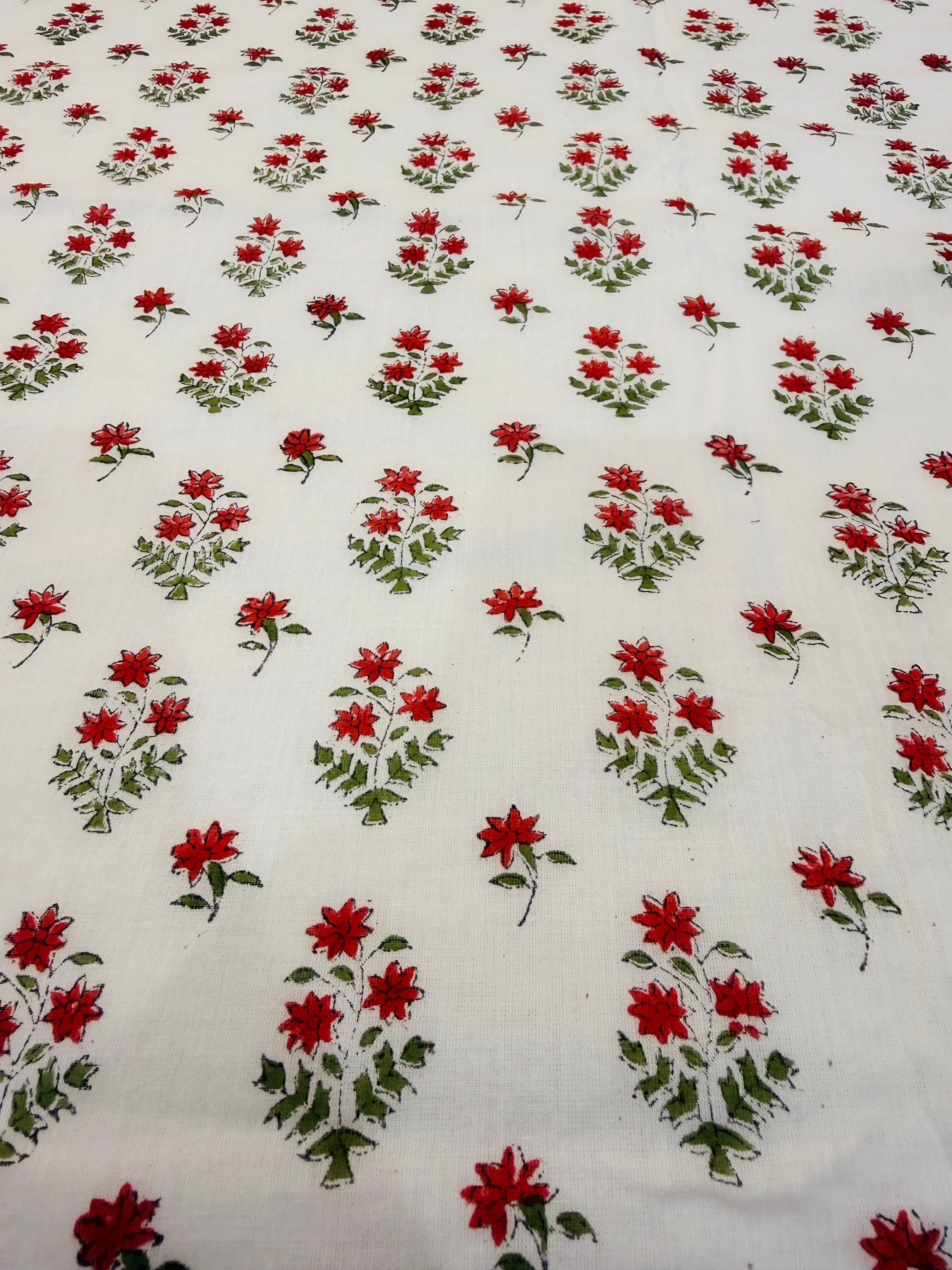 Poppy Print Hand Block Printed Summer Blanket - Dohar