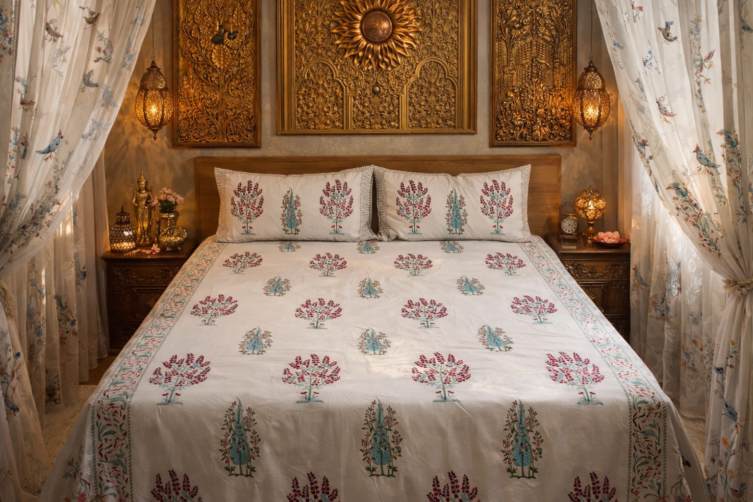Chirping Birds Bedding Set - Queen Quilt + Bedsheet + Shams