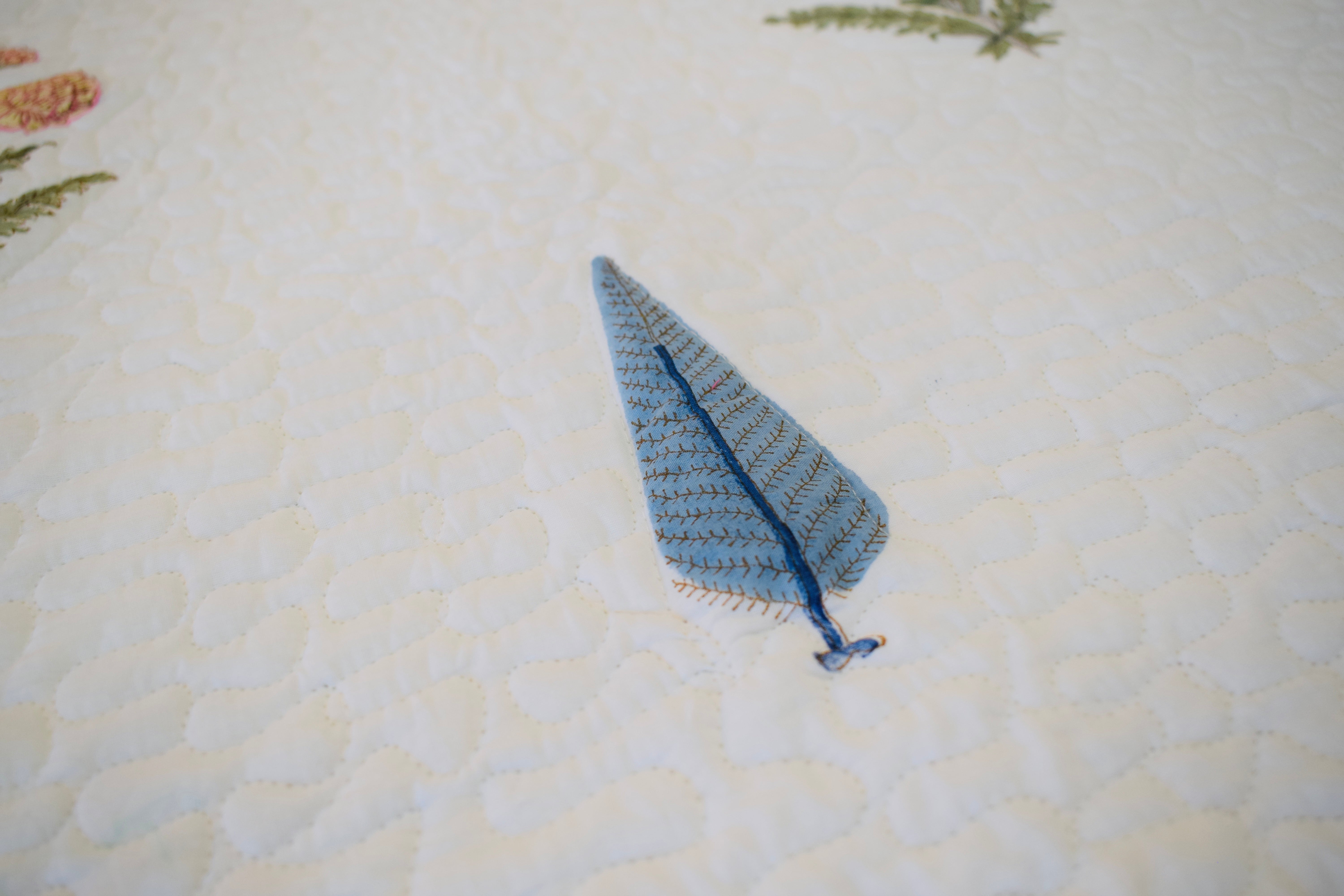 Blue Petal Garden - Quilted Bedspread with Shams