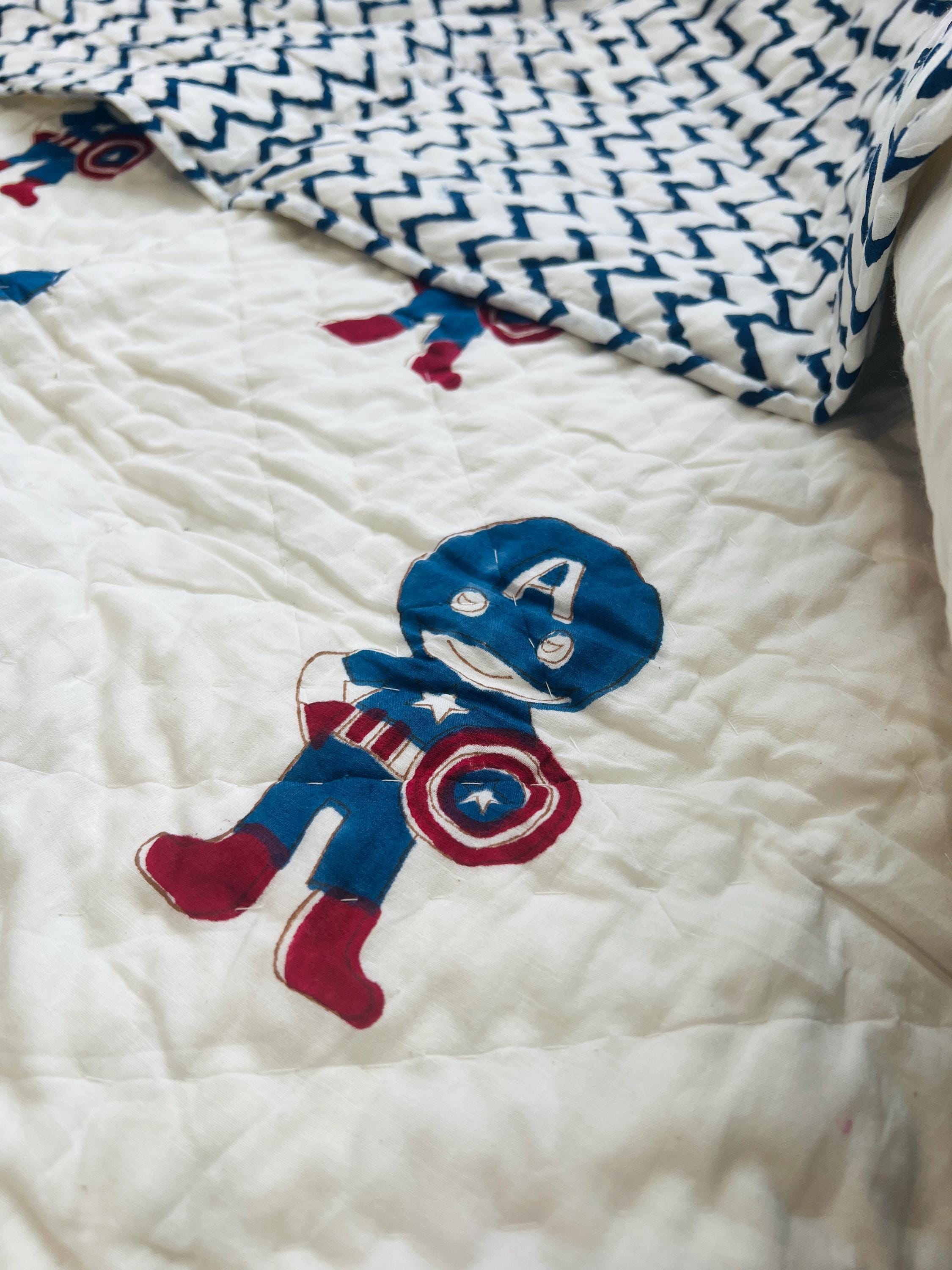 Captain America Theme Handmade Toddler Quilt