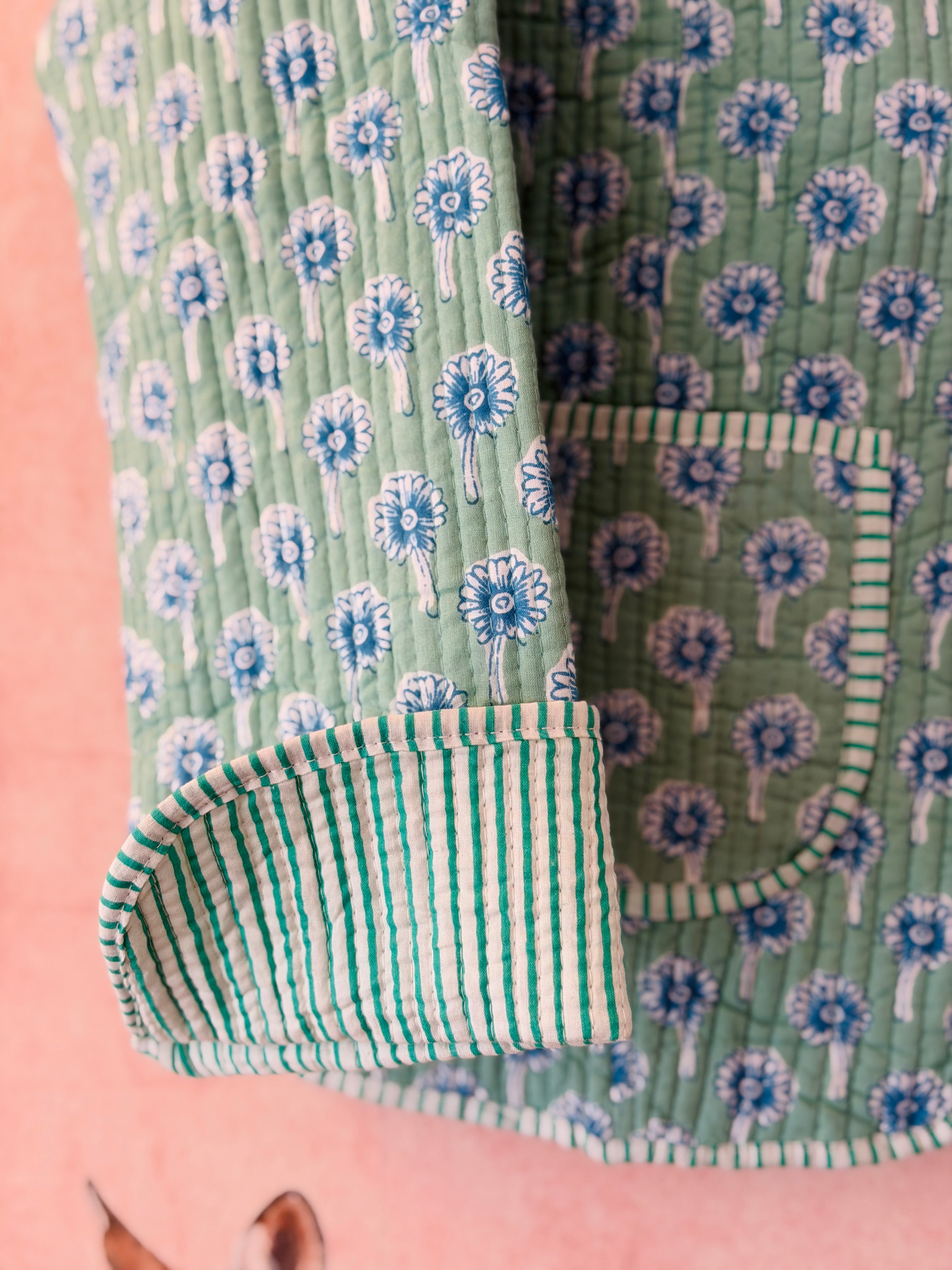 Pastel Buds Quilted Reversible Jacket