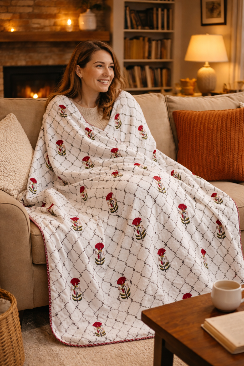 Mughal Print Reversible Summer Blanket - Dohar