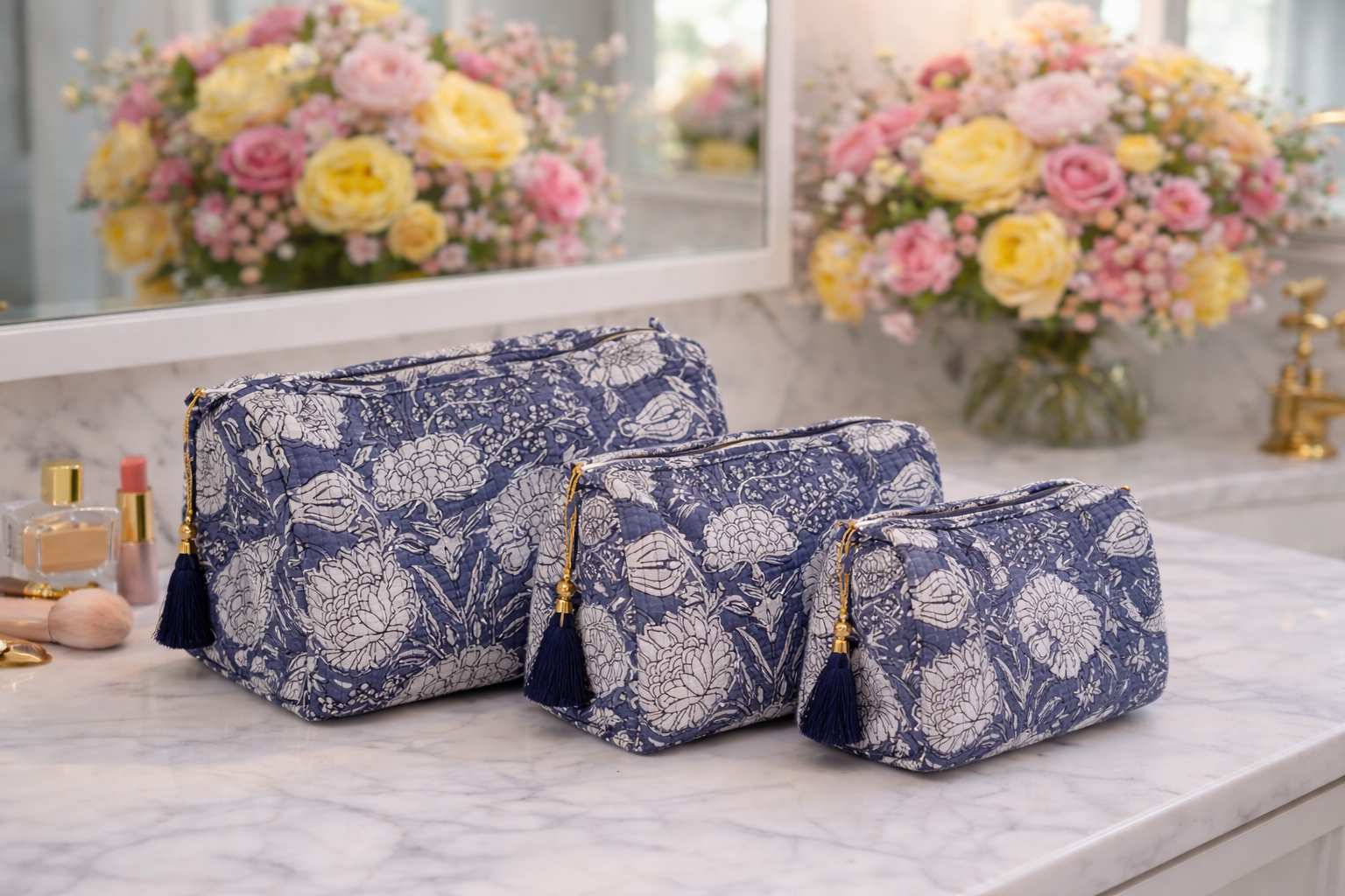 Blue Floral Pouches
