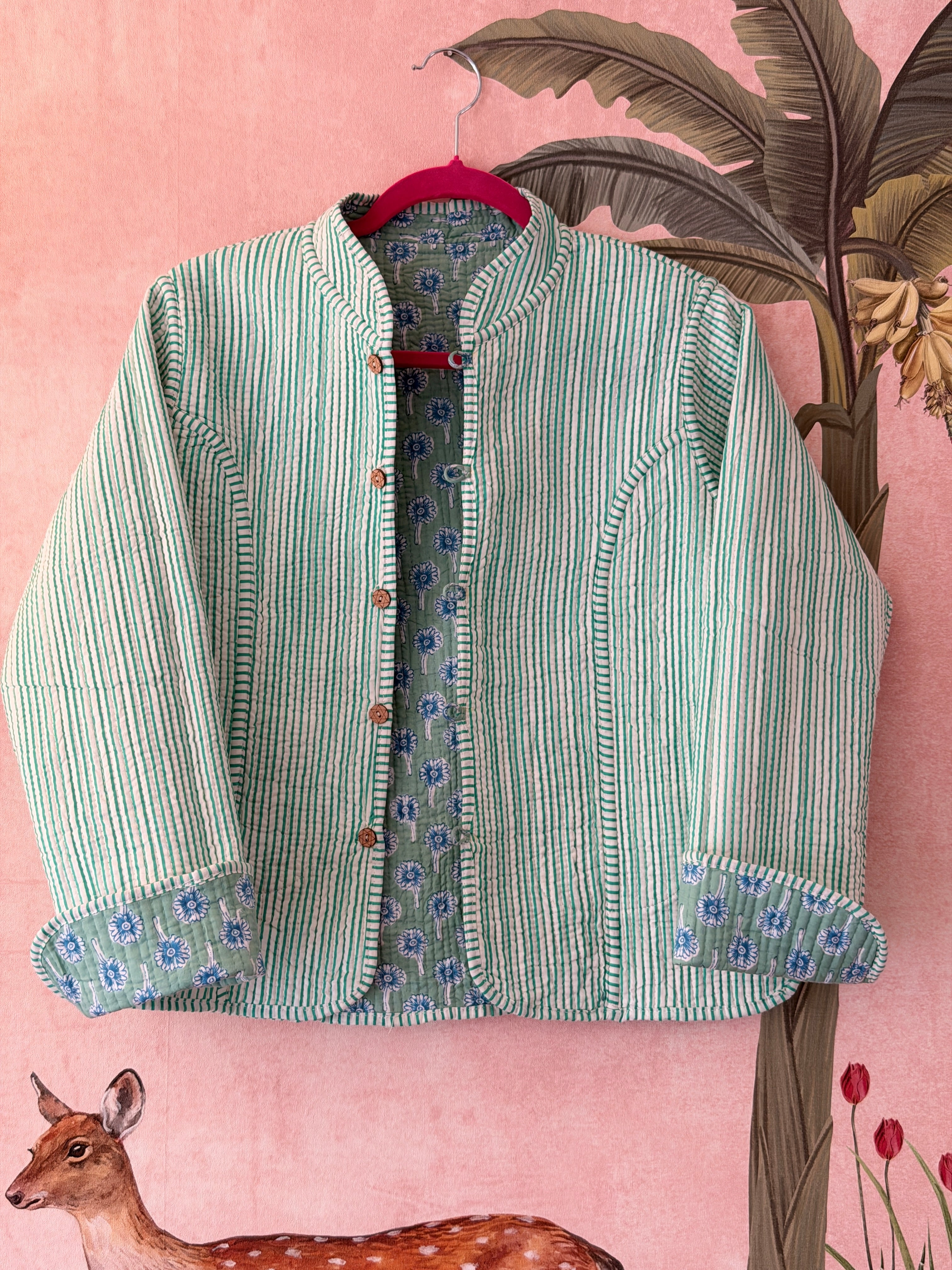 Pastel Buds Quilted Reversible Jacket