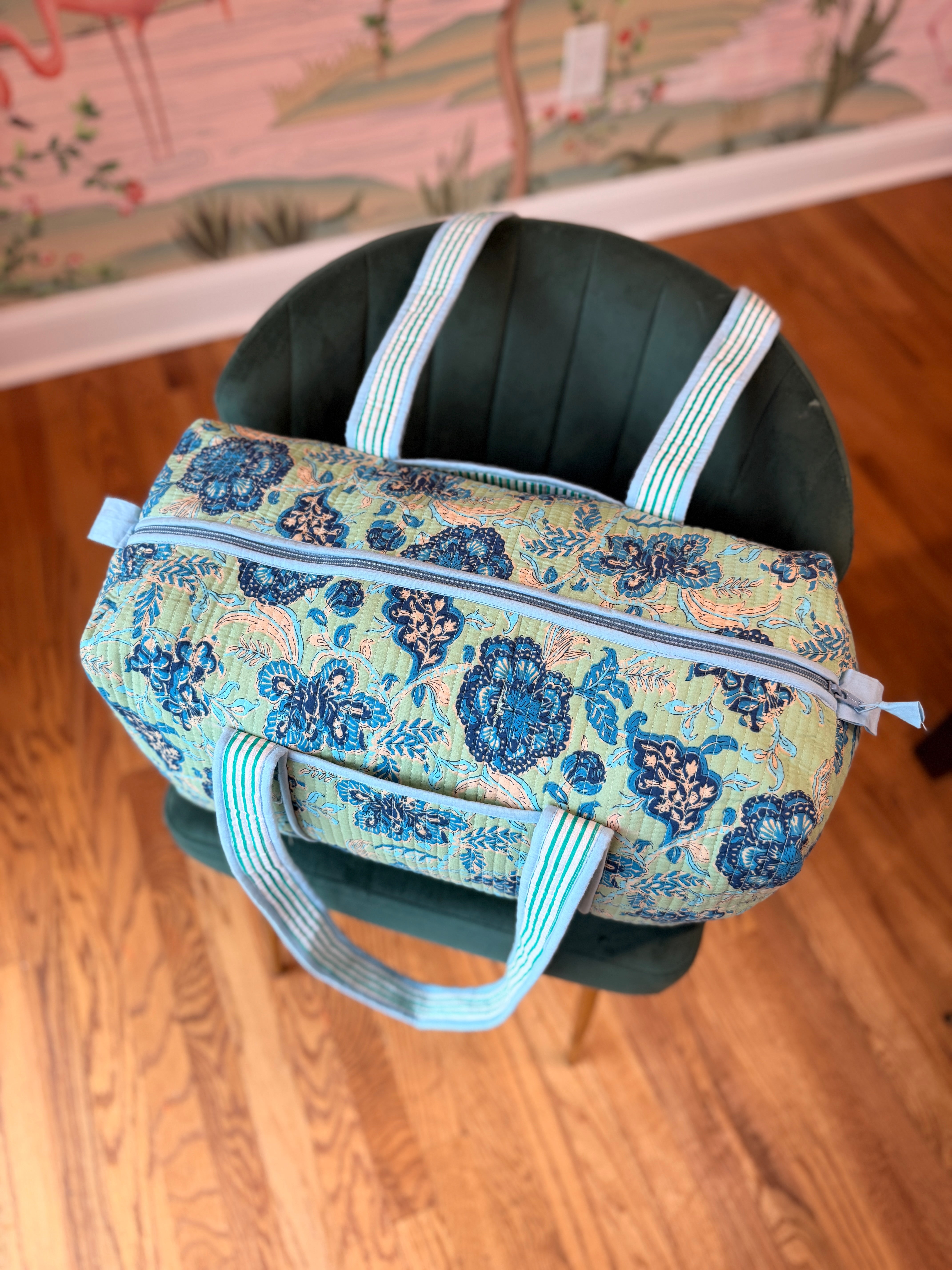 Zing of Floral Blue Duffle Bag