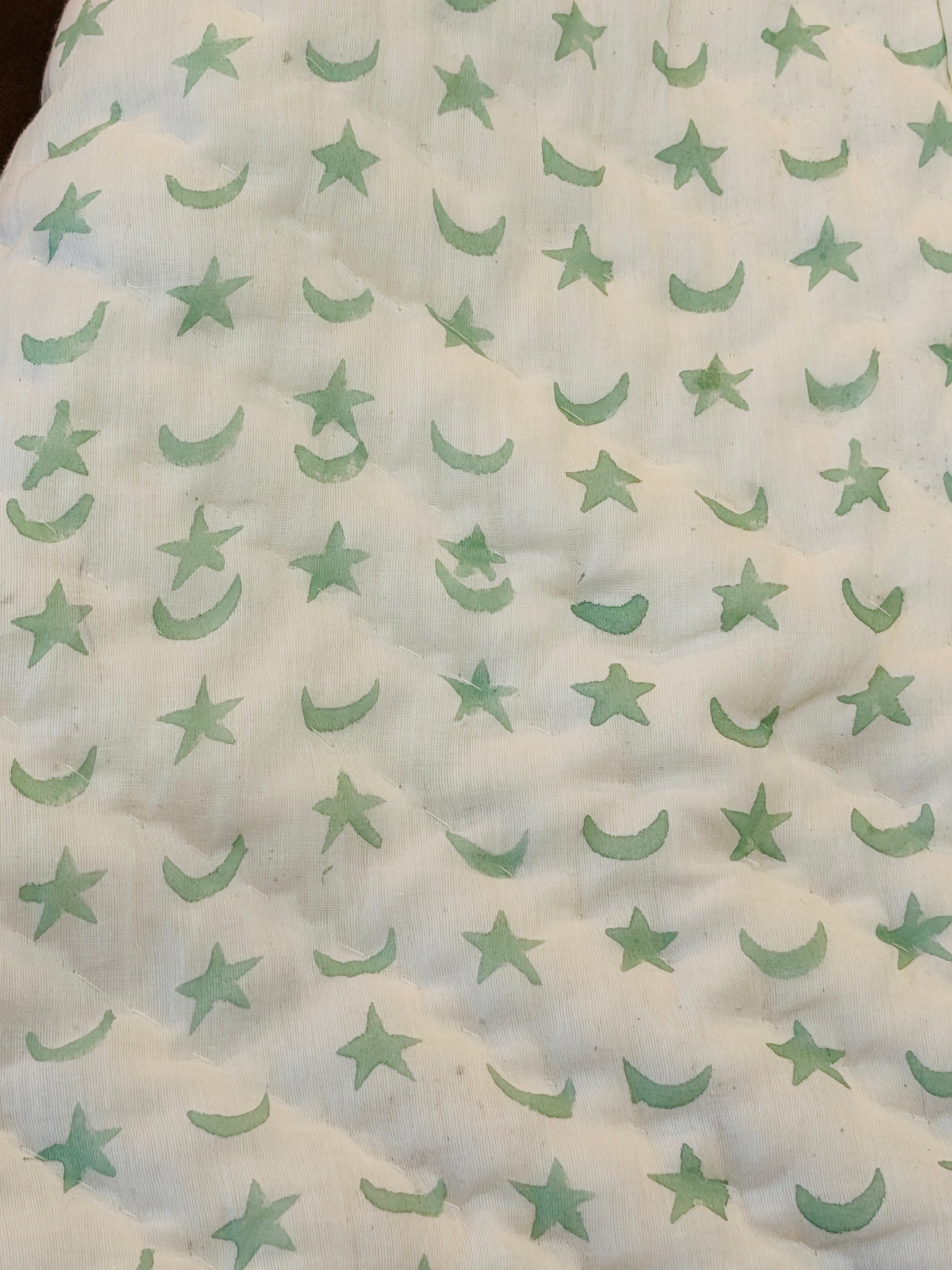 Whale & Moon Hand Block Printed Toddler Quilt