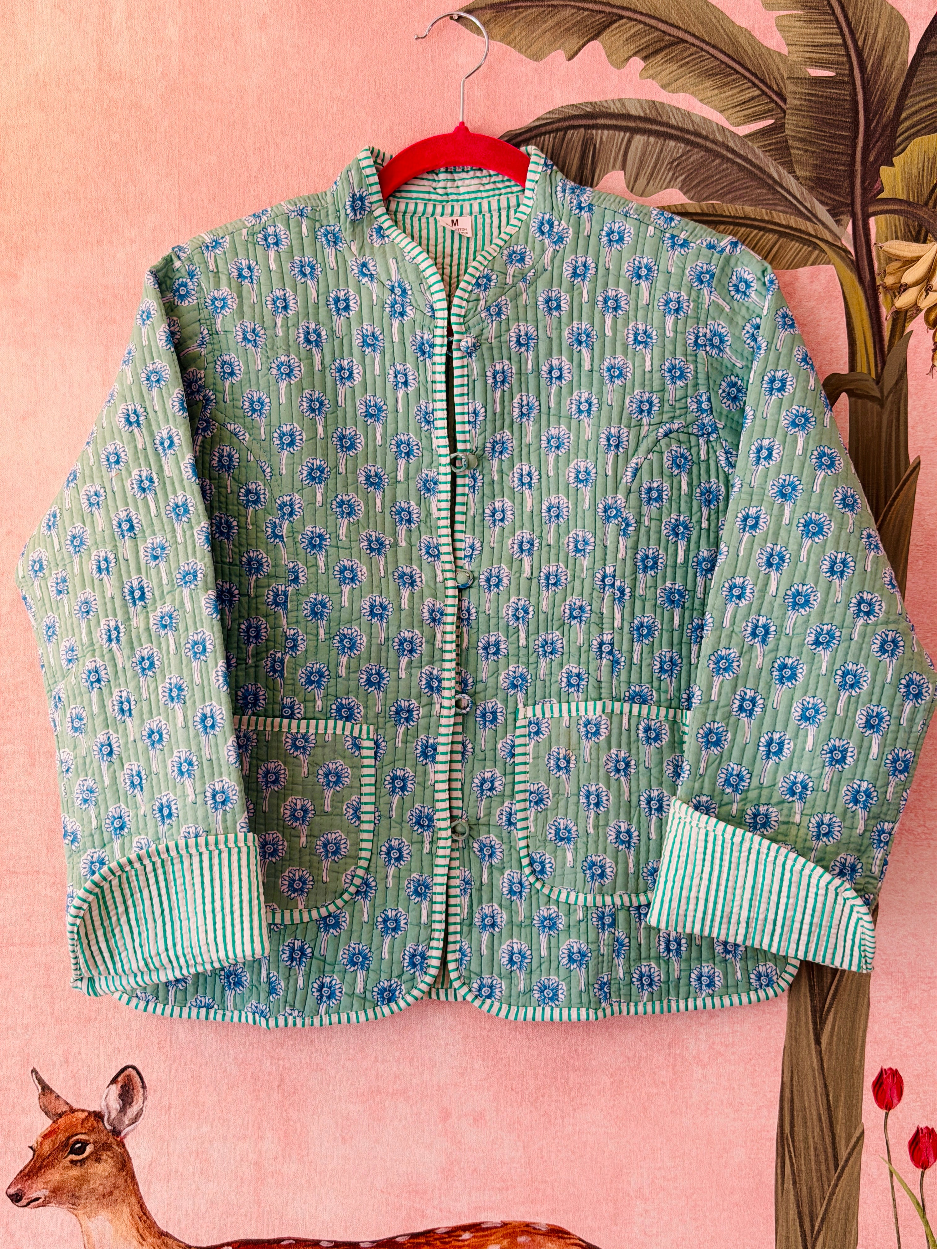 Pastel Buds Quilted Reversible Jacket
