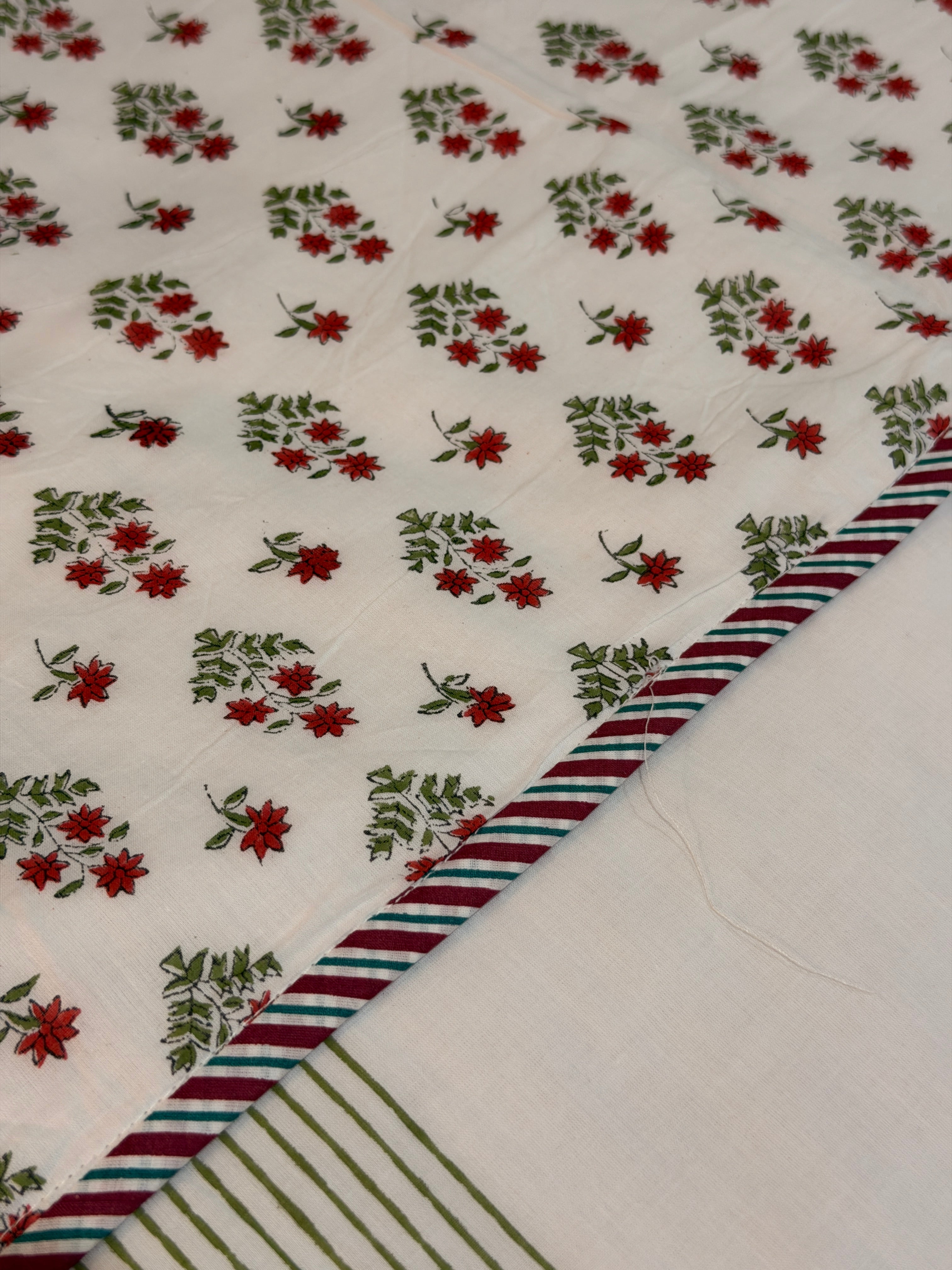 Poppy Print Hand Block Printed Summer Blanket - Dohar