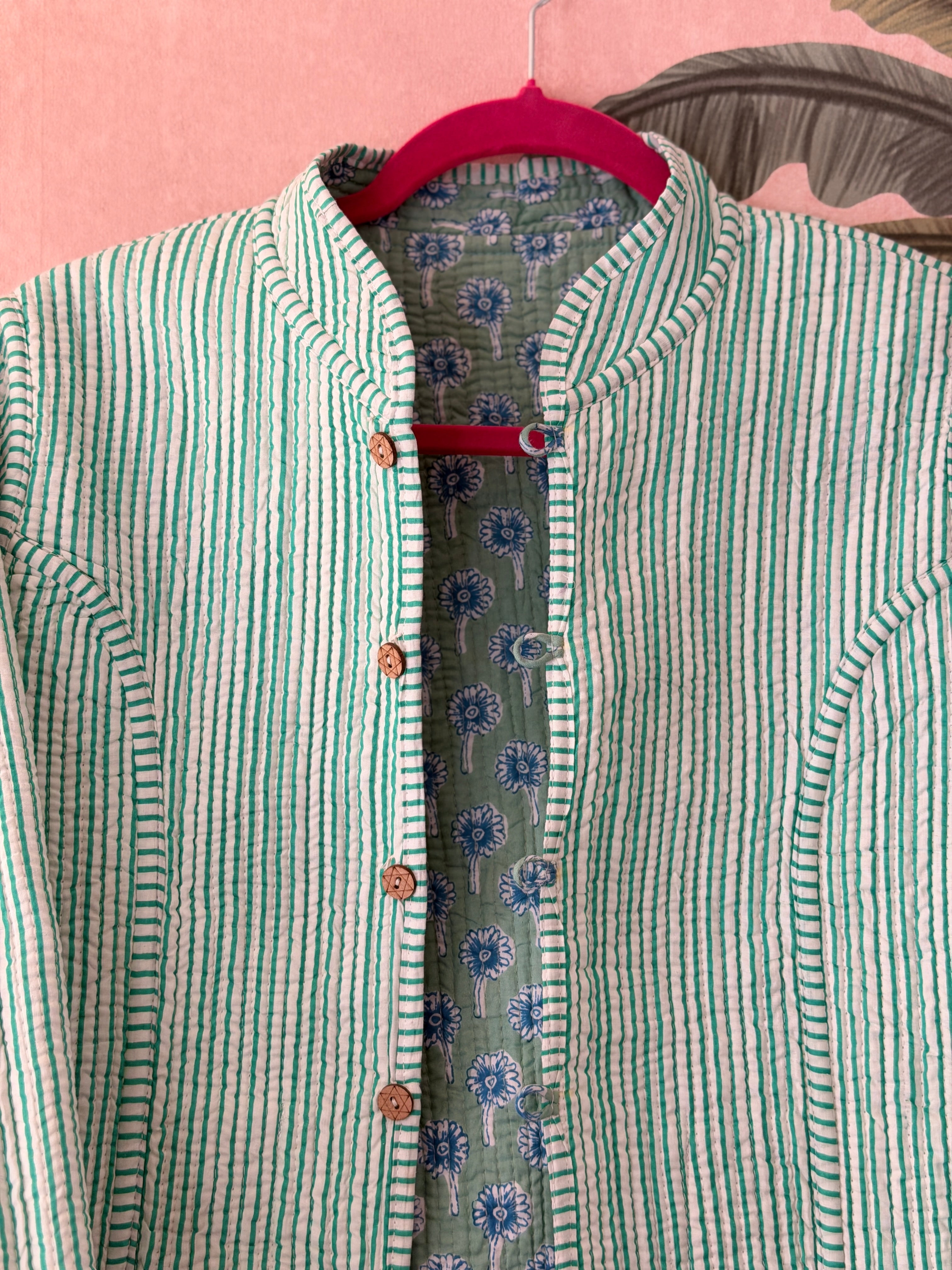 Pastel Buds Quilted Reversible Jacket