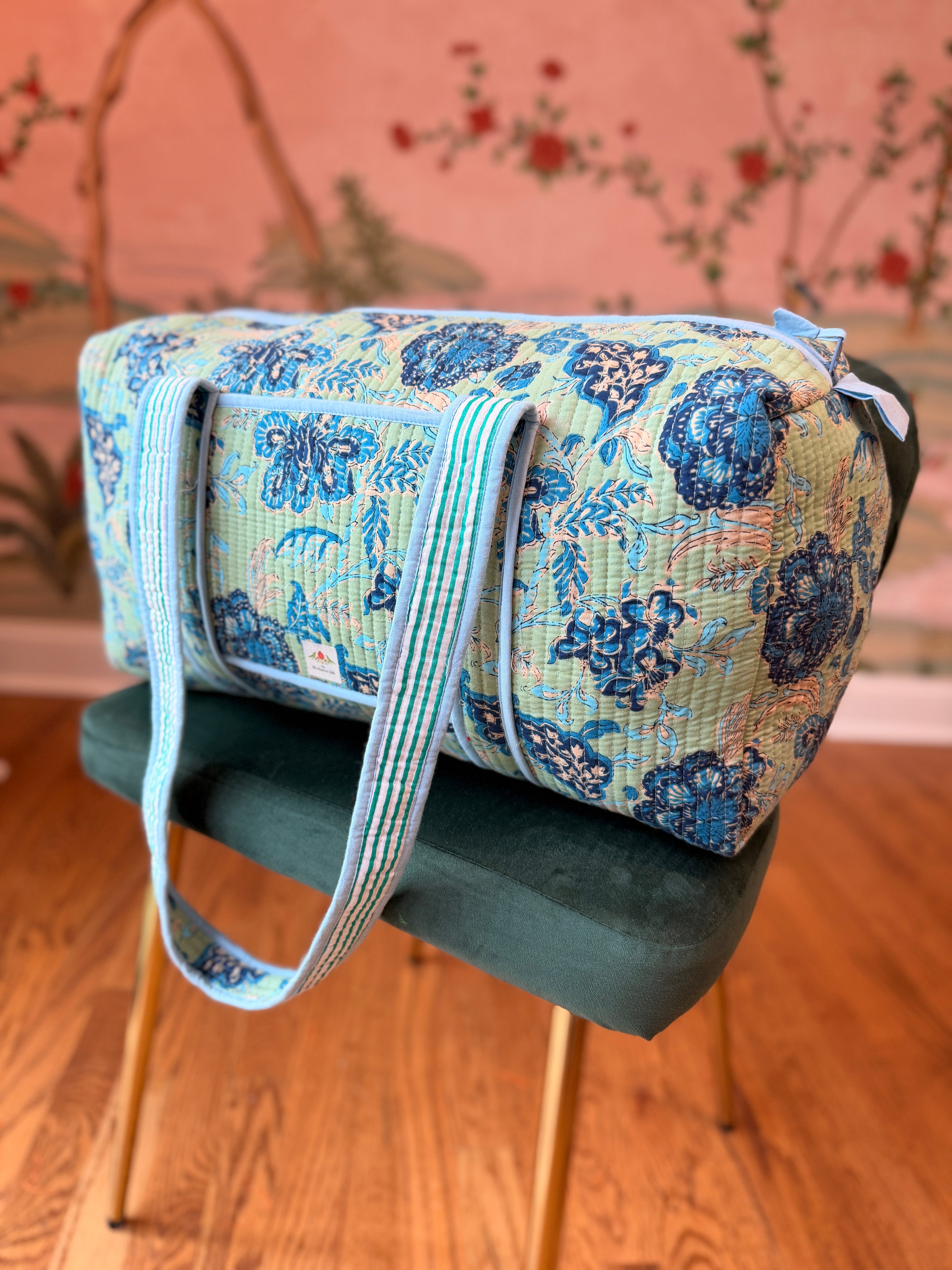 Zing of Floral Blue Duffle Bag
