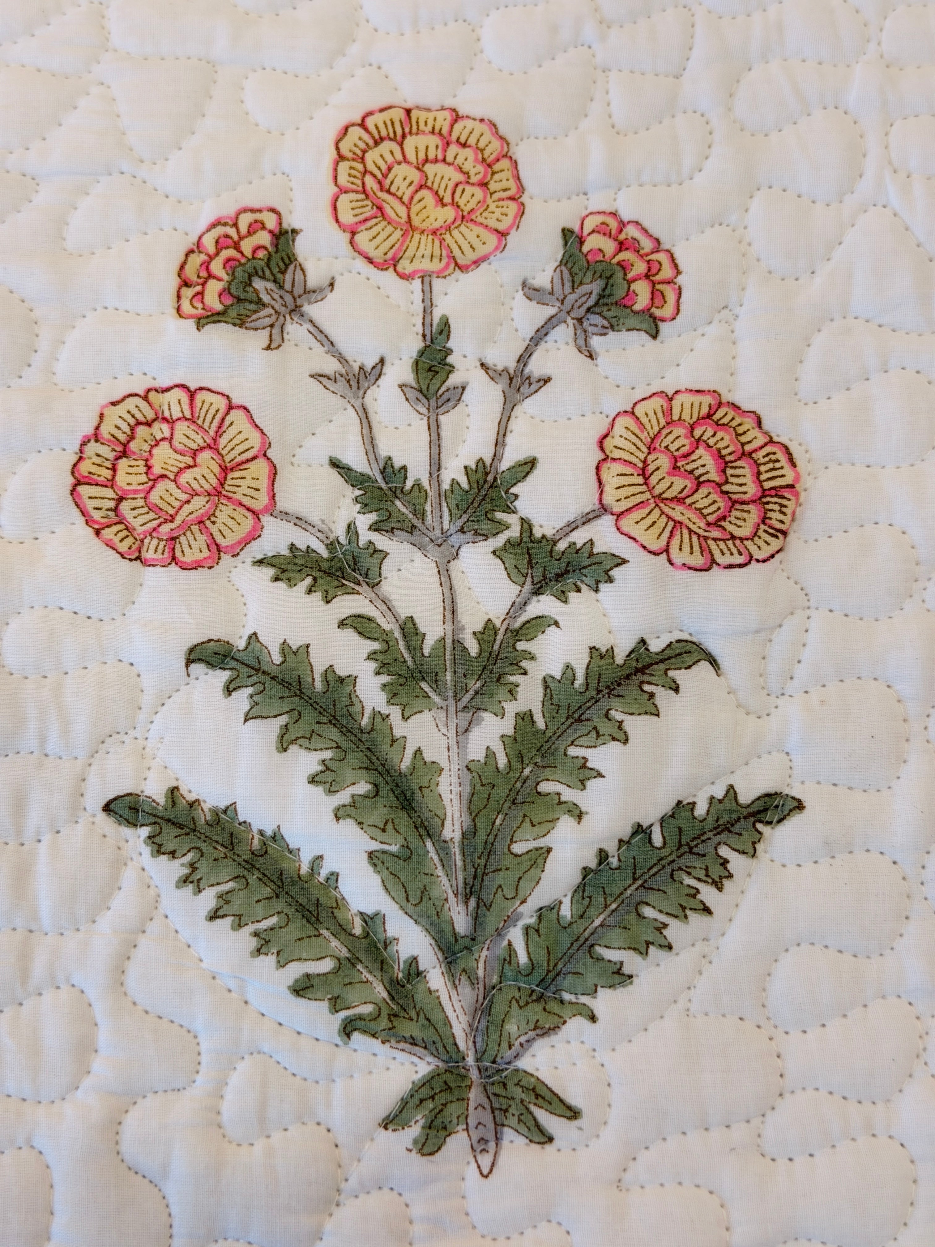 Blue Petal Garden - Quilted Bedspread with Shams