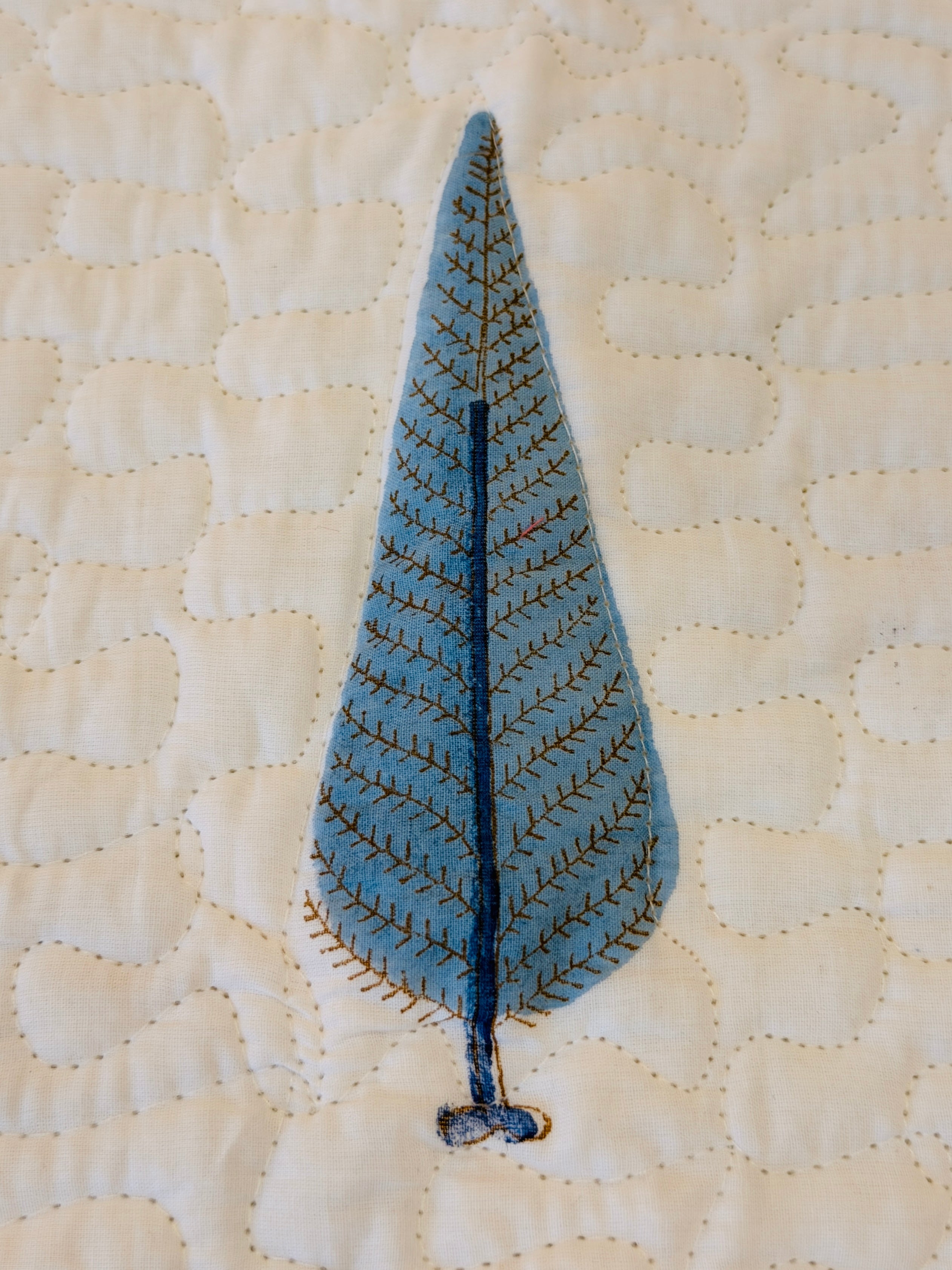 Blue Petal Garden - Quilted Bedspread with Shams