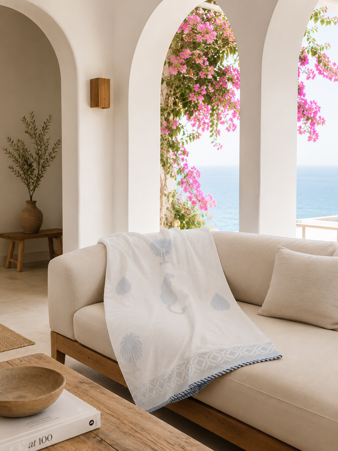 Baagh and Palm Print - Hand Block Printed Summer Blanket - Dohar