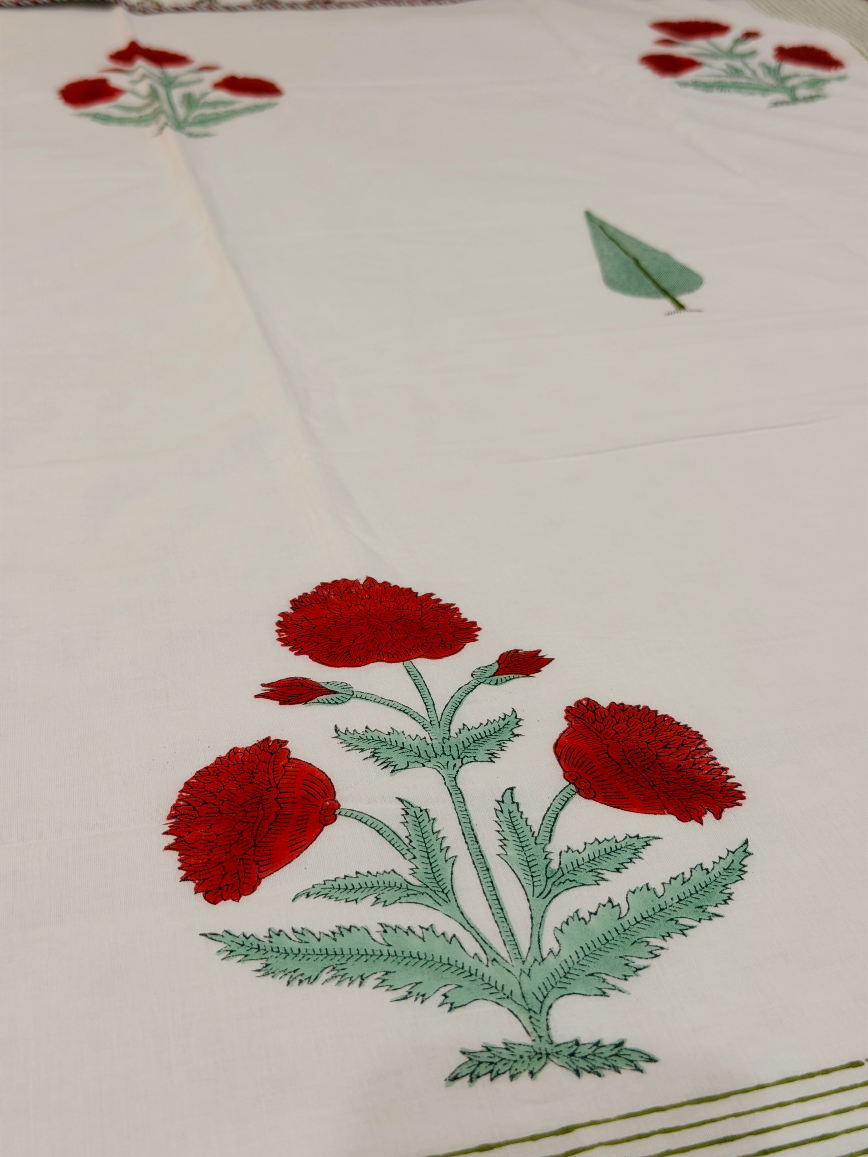 Poppy Print Hand Block Printed Summer Blanket - Dohar