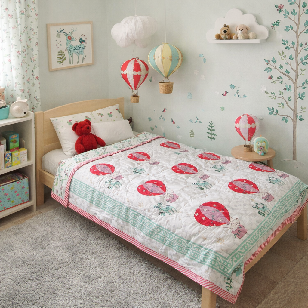 Hot Air Balloon Reversible Toddler Quilt