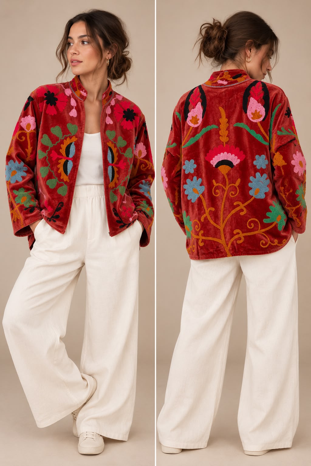 Crimson Garden Embroidered Jacket