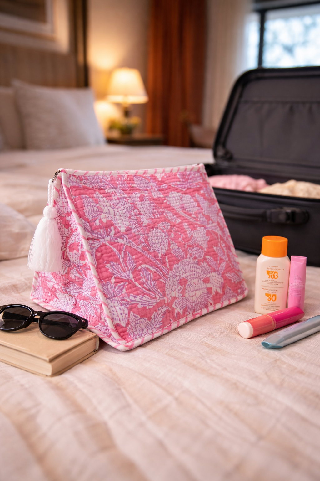 Pink Retreat Triangle Foldable Vanity Pouch