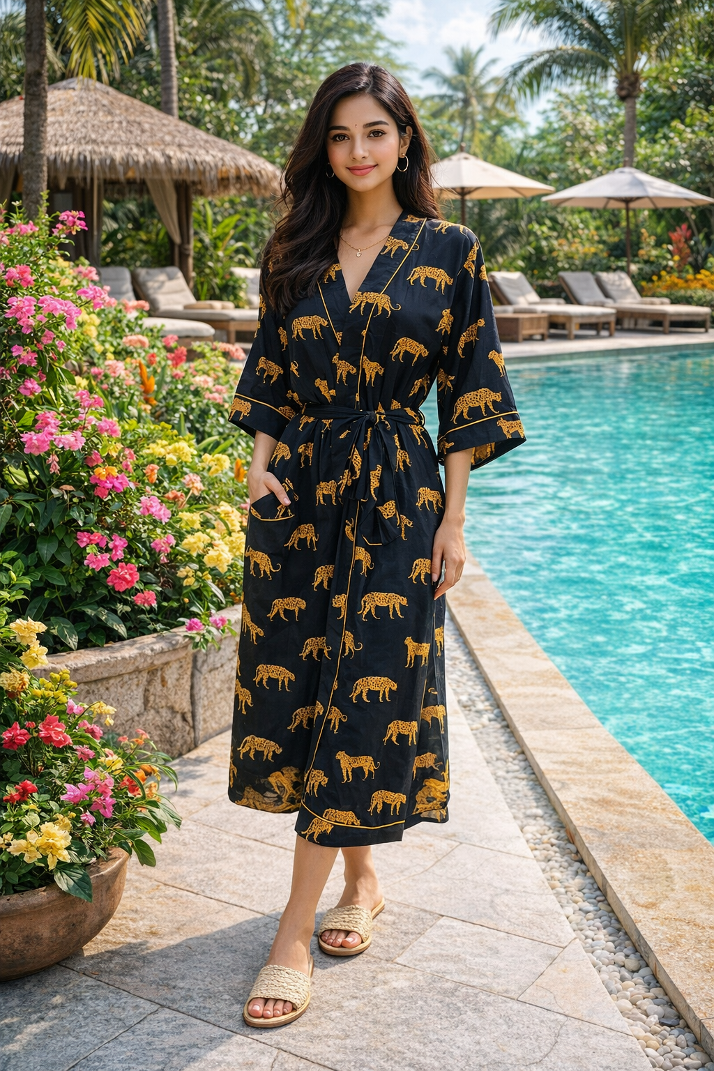 Midnight Leopard Cotton Kimono