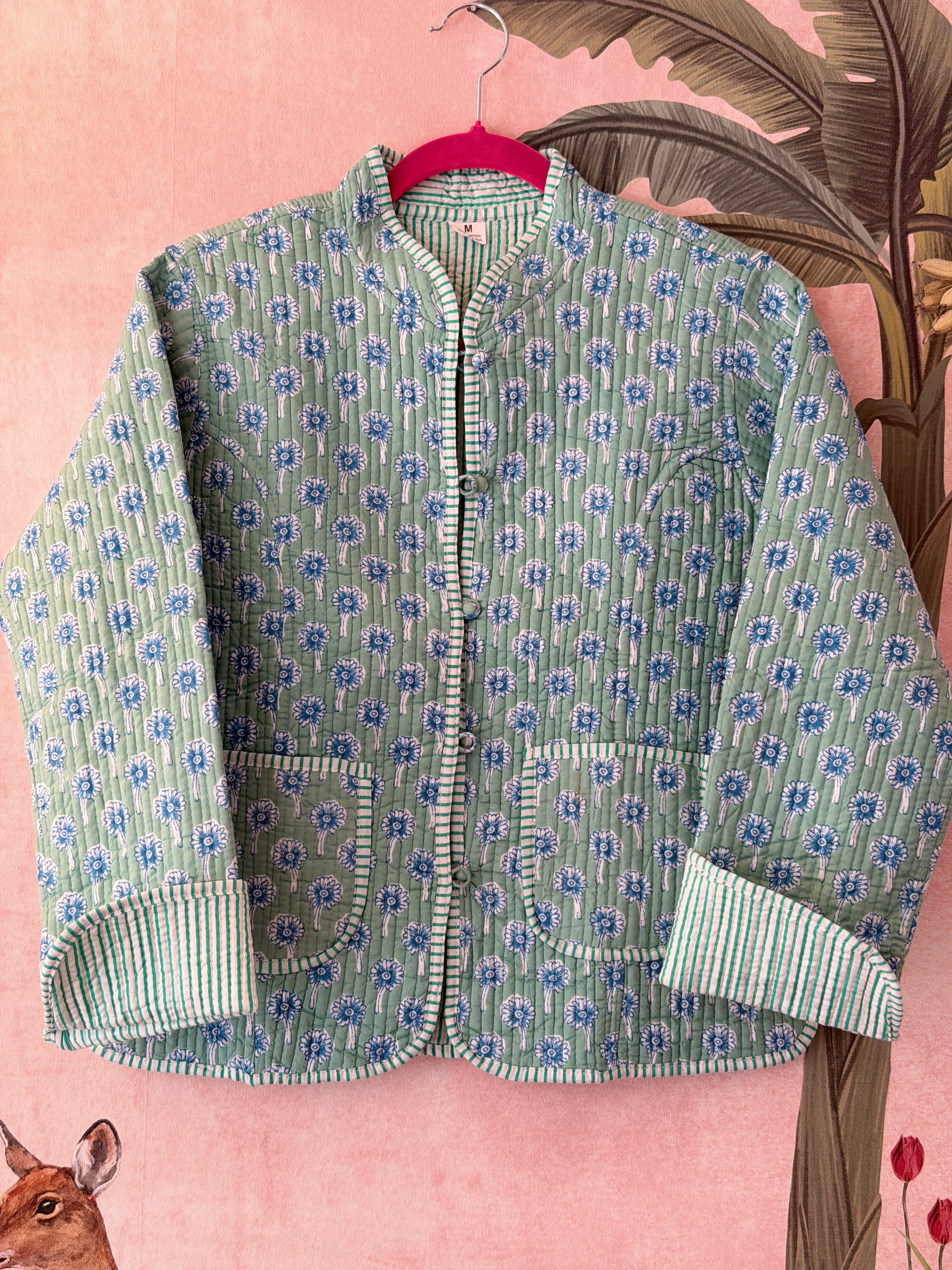 Pastel Buds Quilted Reversible Jacket