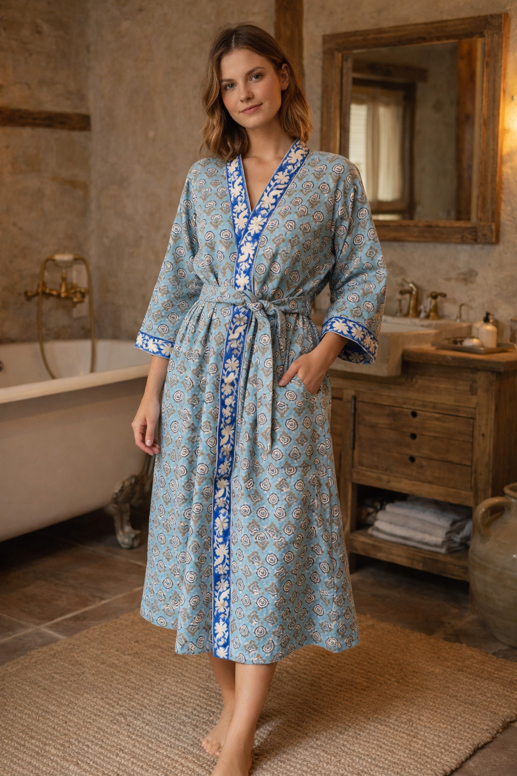 Blue Resort Waffle Signature Bathrobe