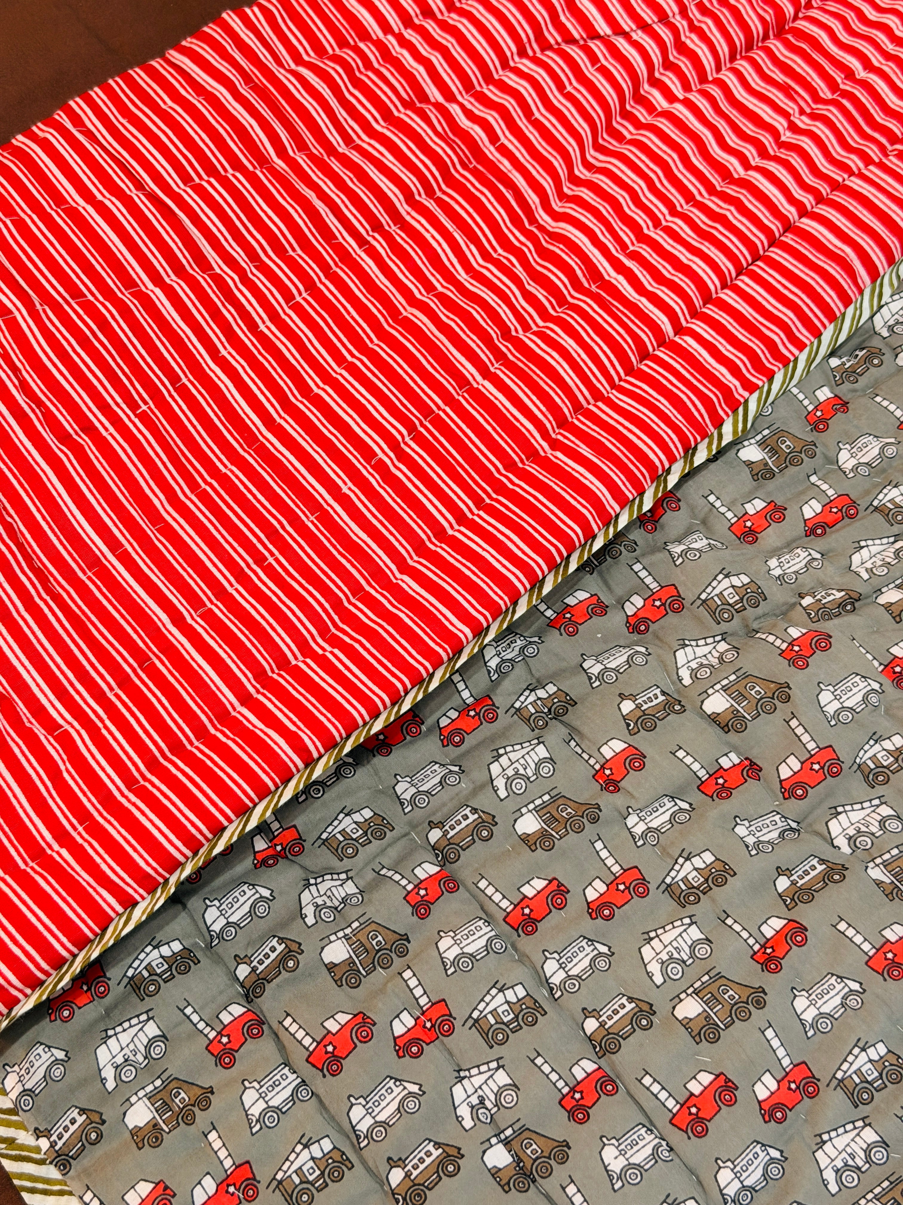 Fire Truck Lover Toddler Reversible Quilt