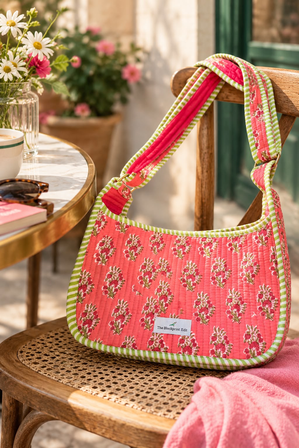 Coral Garden Quilted Shoulder Bag