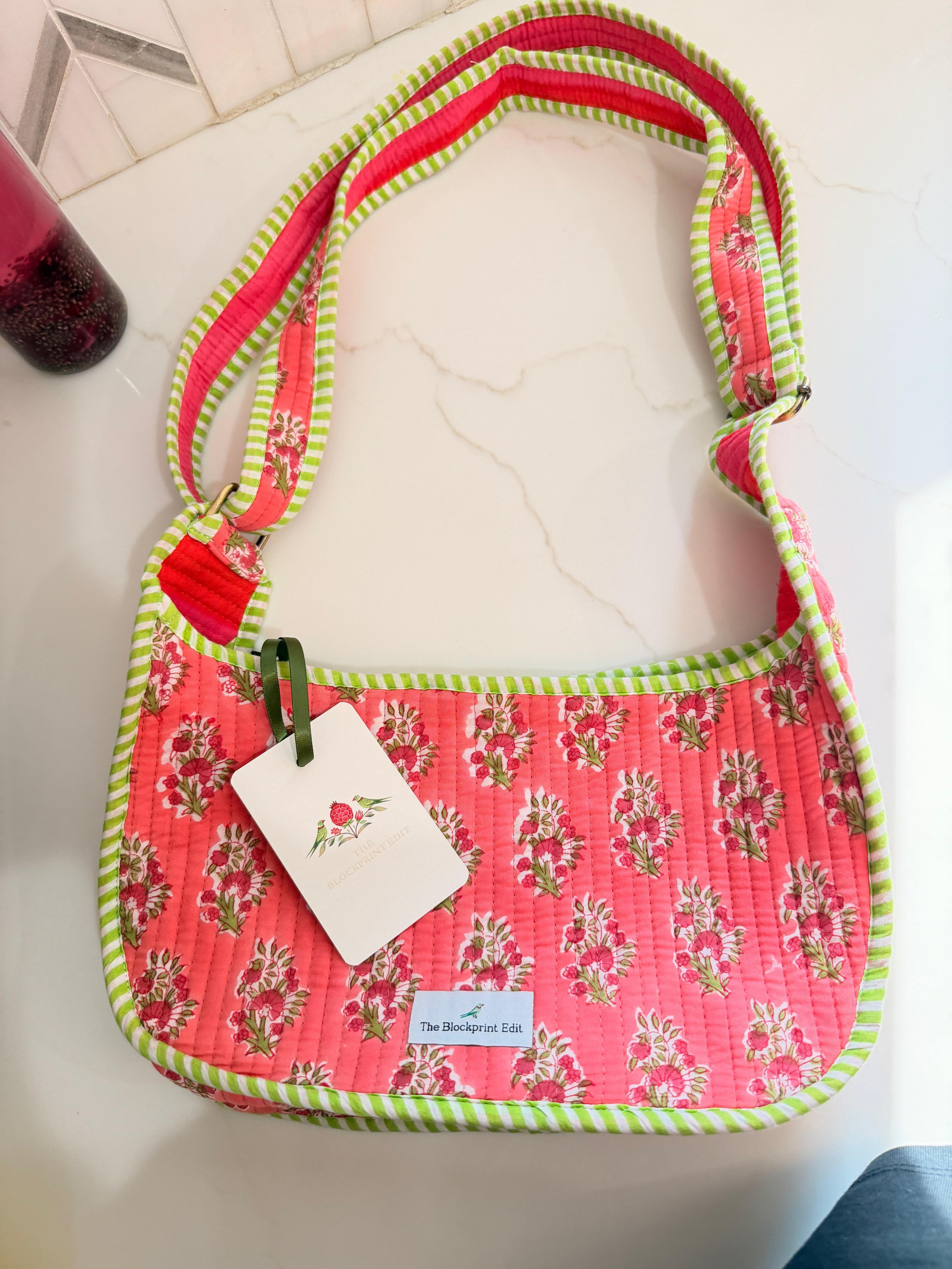 Coral Garden Quilted Shoulder Bag