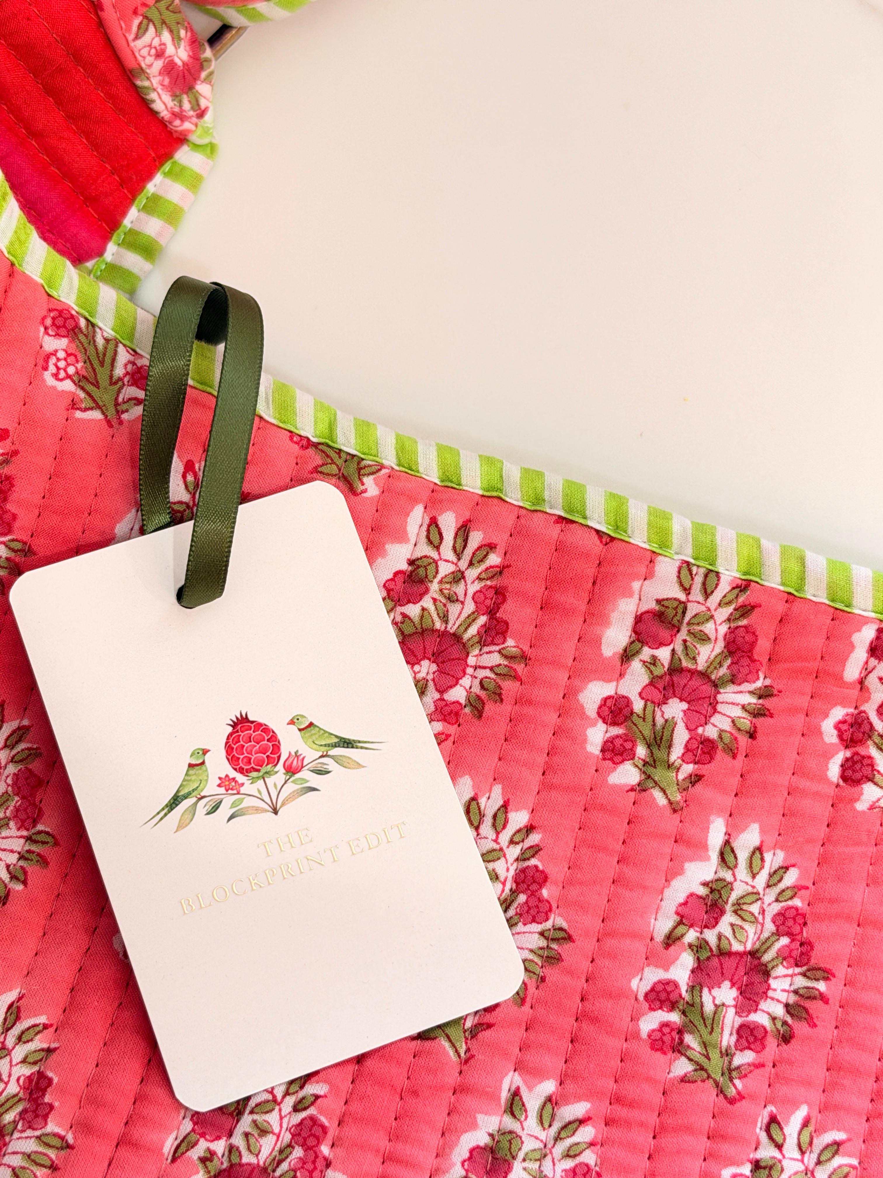 Coral Garden Quilted Shoulder Bag