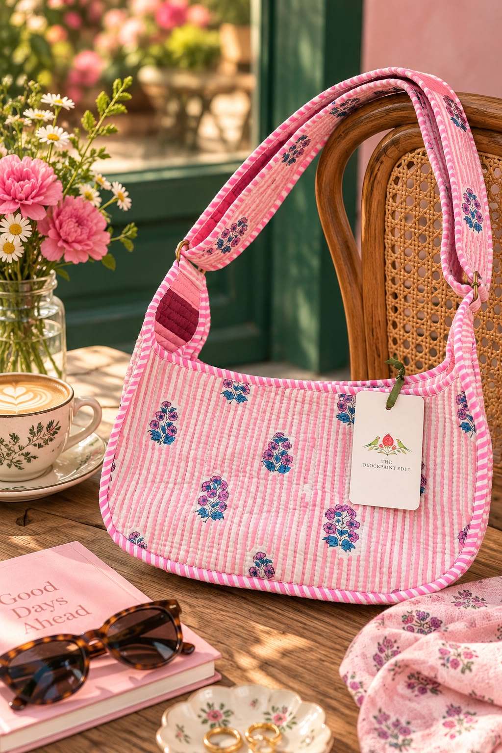 Gulmohar Pink Quilted Shoulder Bag