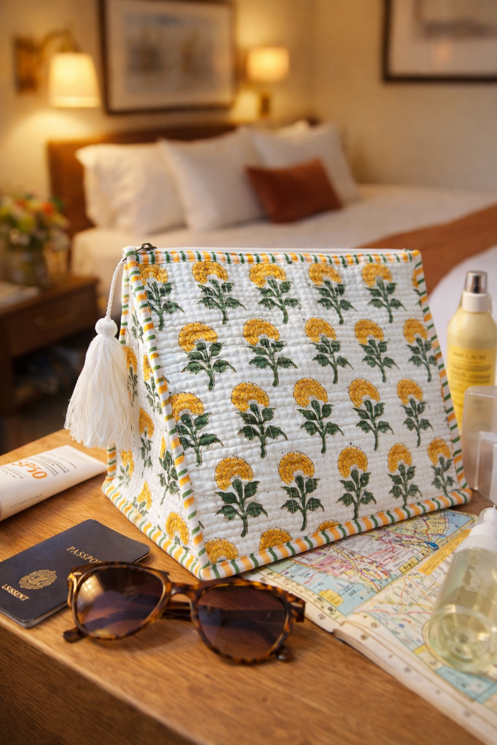 Mughal Motifs Triangle Foldable Vanity Pouch