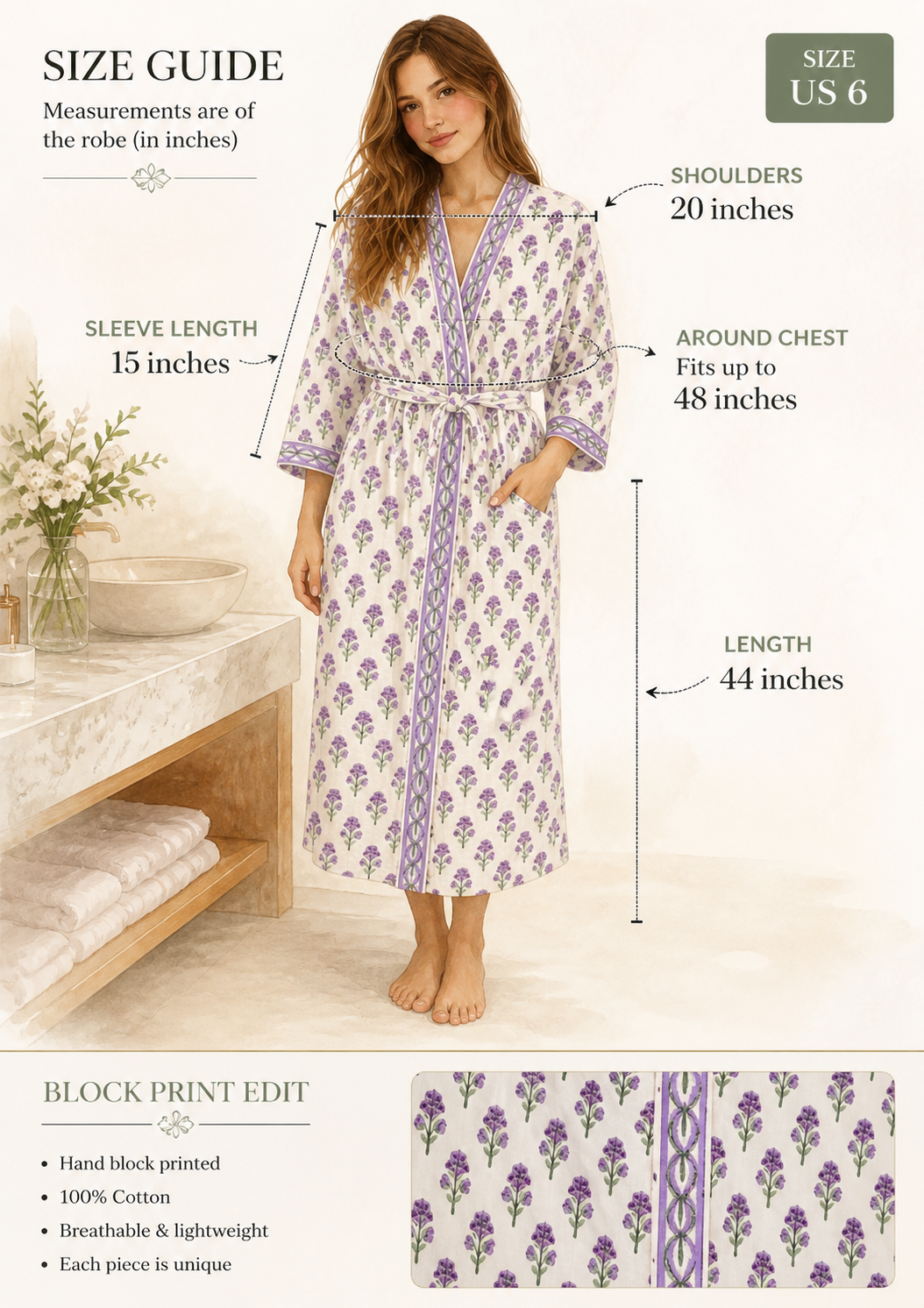 Lilac Floral Signature Bathrobe