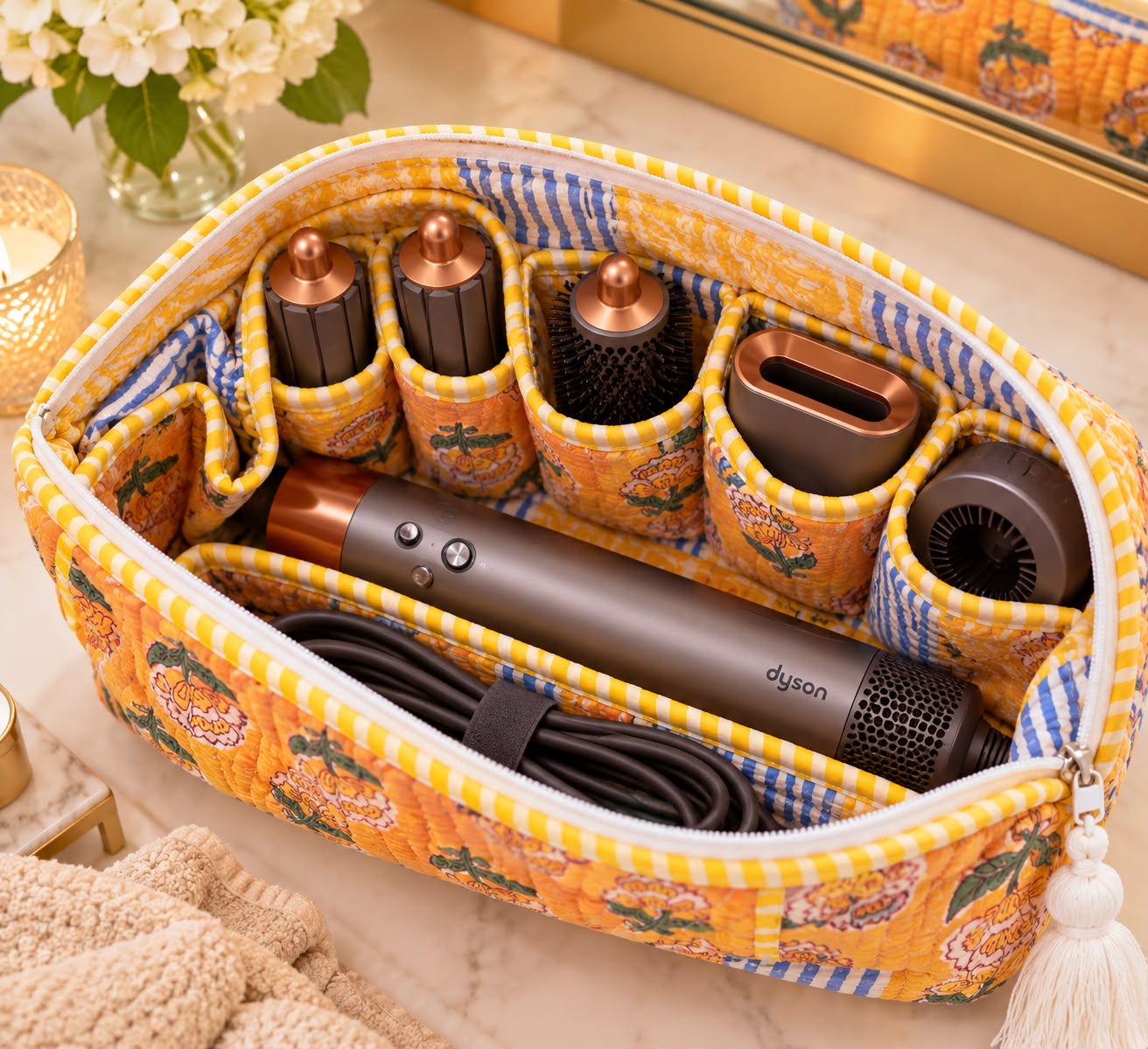 Marigold Bloom Hair Tool Cover