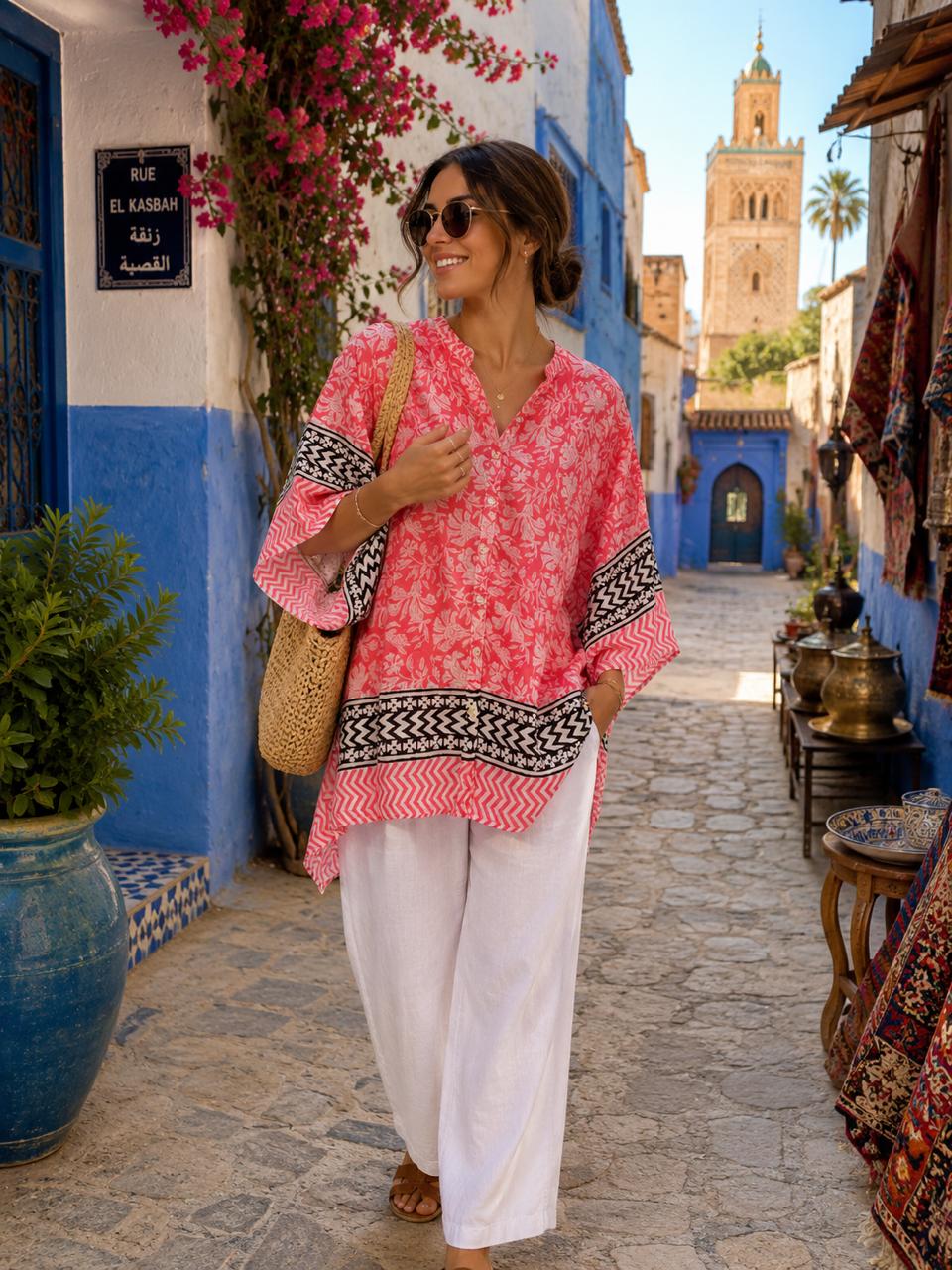 Marrakech Rose Kaftan Shirt