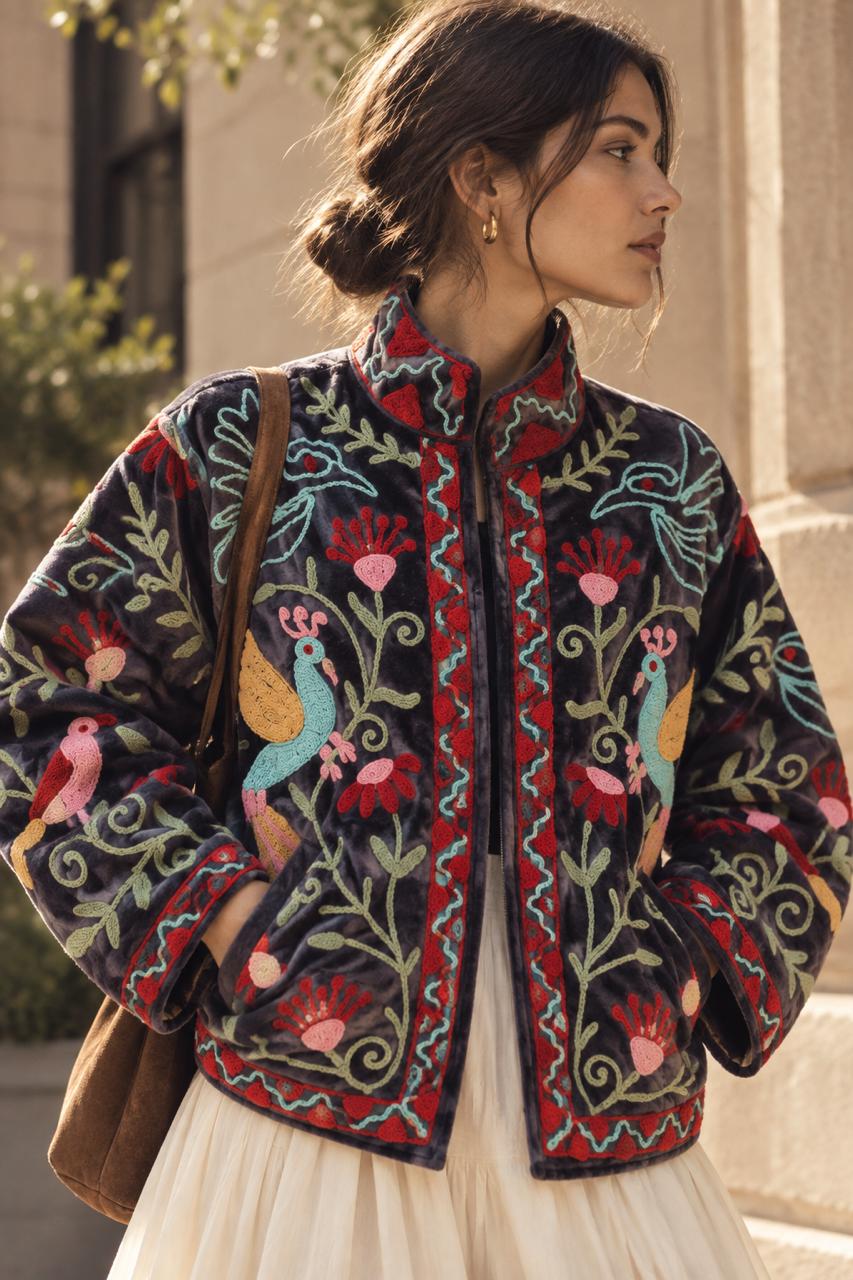 Midnight Aviary Embroidered Jacket
