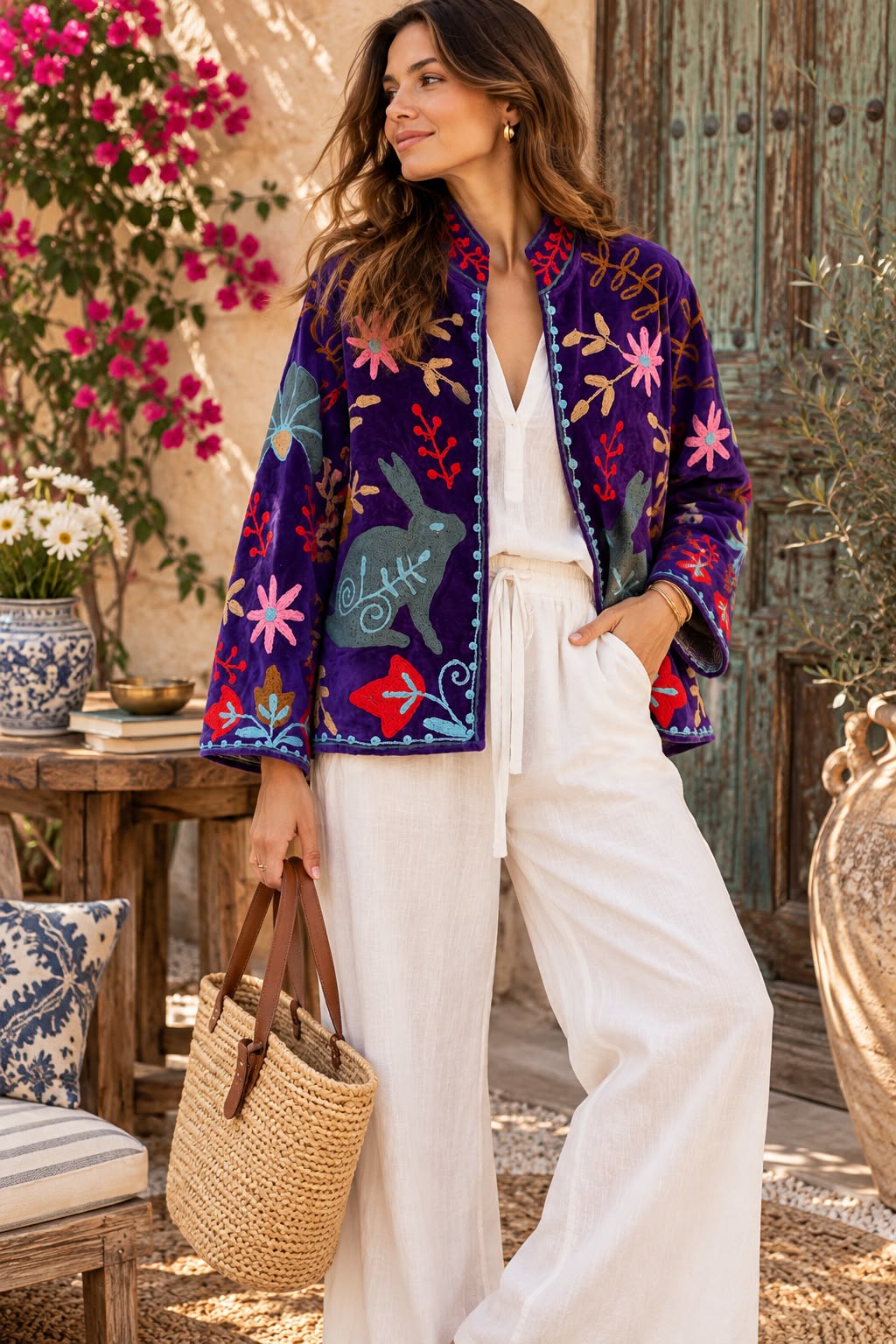 Purple Hare Folk Embroidered Jacket