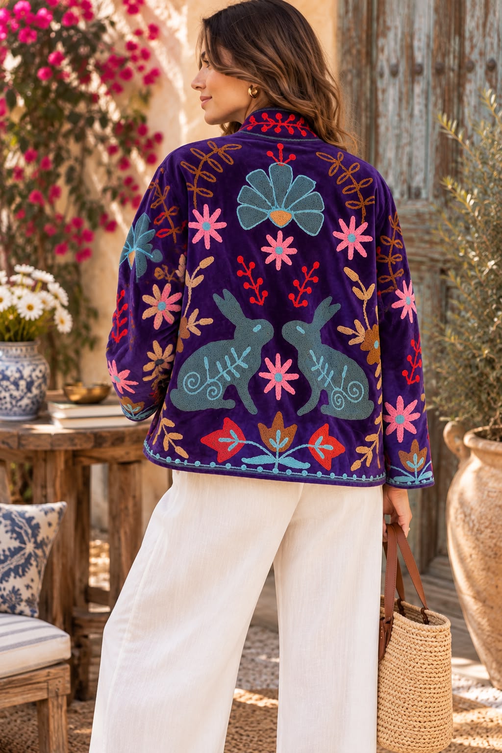 Purple Hare Folk Embroidered Jacket