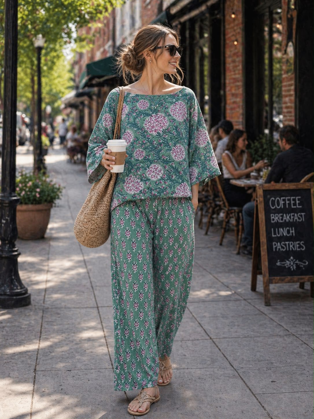 Sage Blossom Printed Co-ord Set