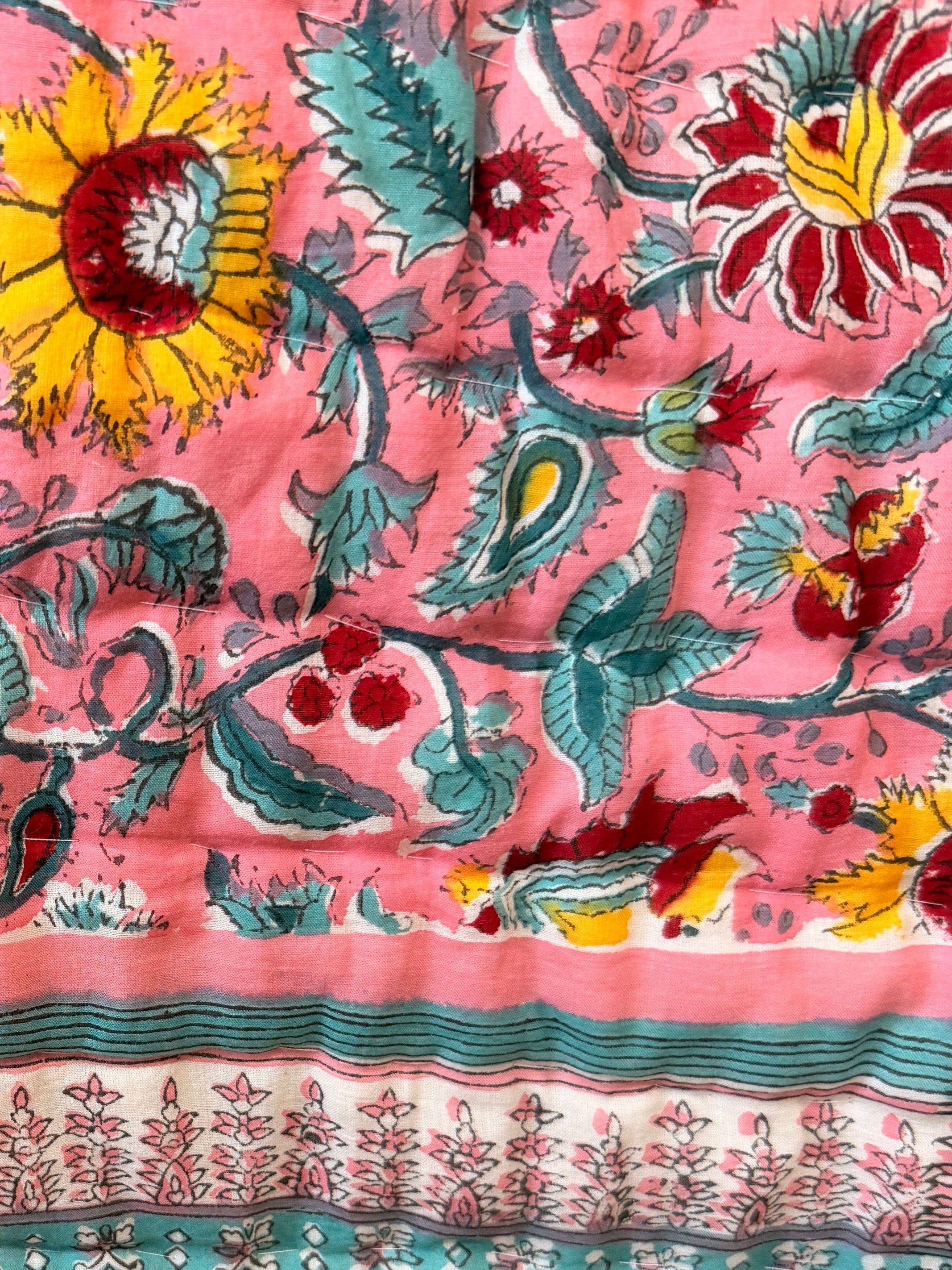 Pink Orchard Cotton Reversible Quilt