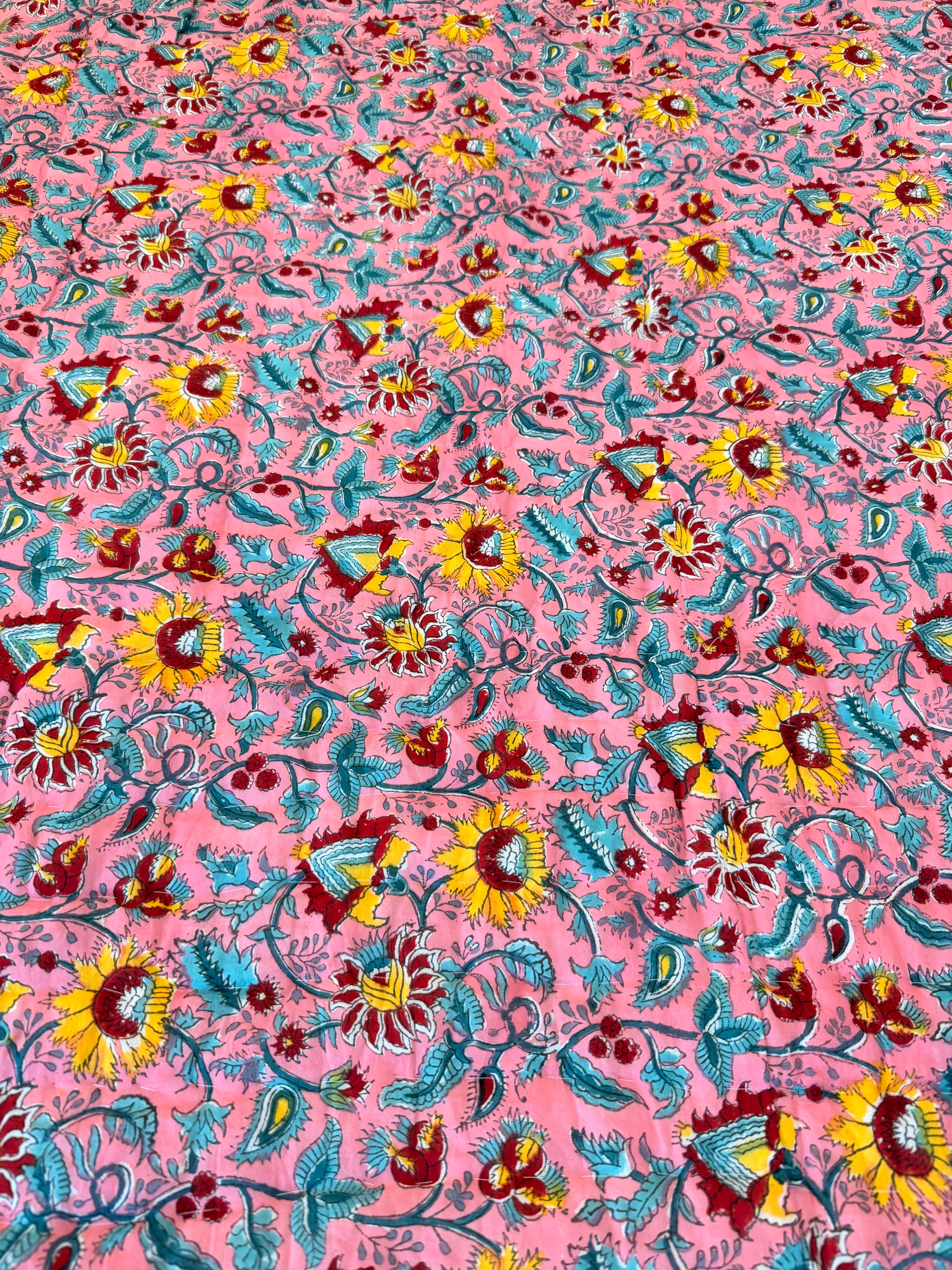 Pink Orchard Cotton Reversible Quilt