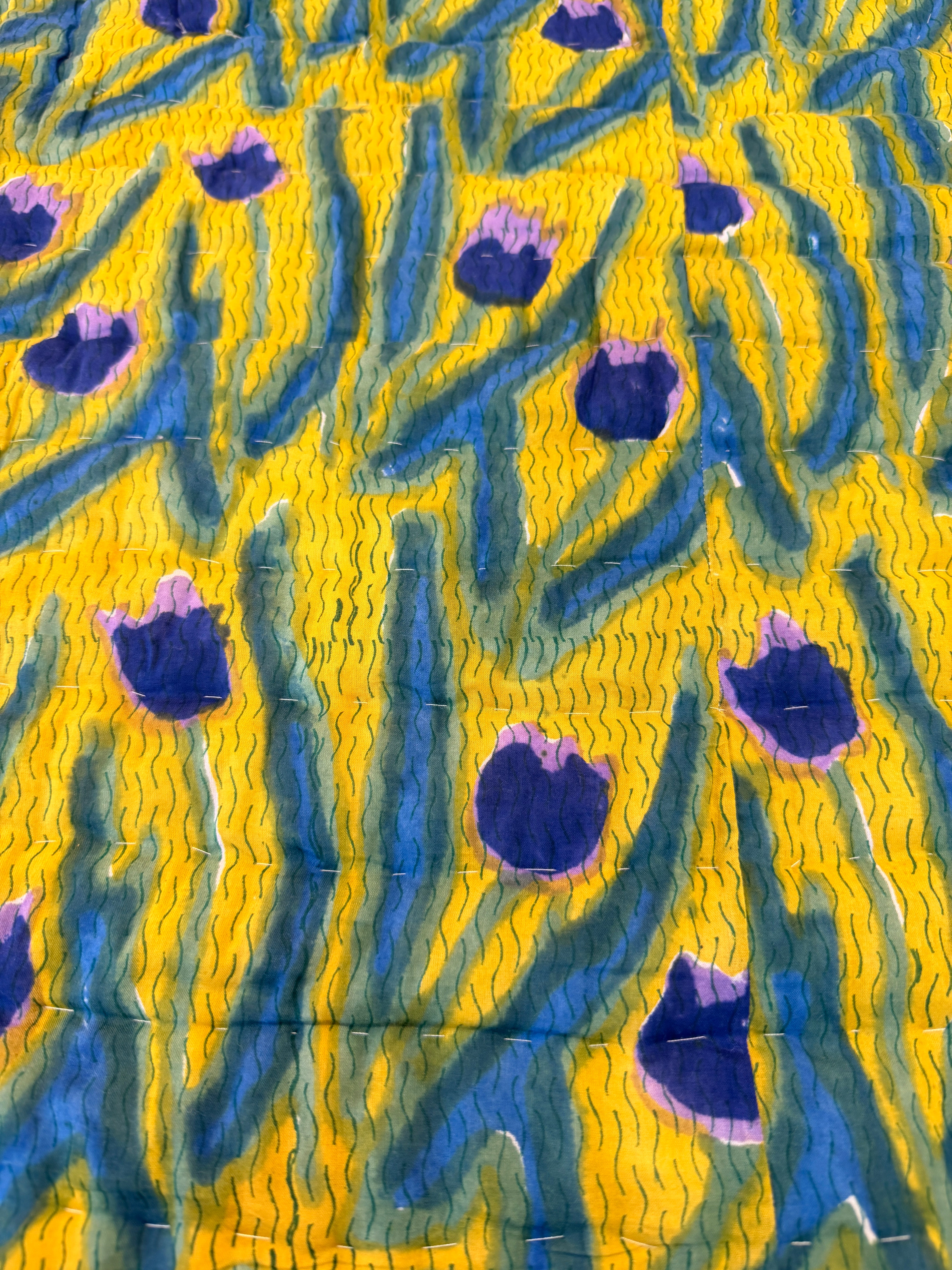 Yellow Tulip Vibrant Blanket – King Size Reversible 100% Cotton Quilt