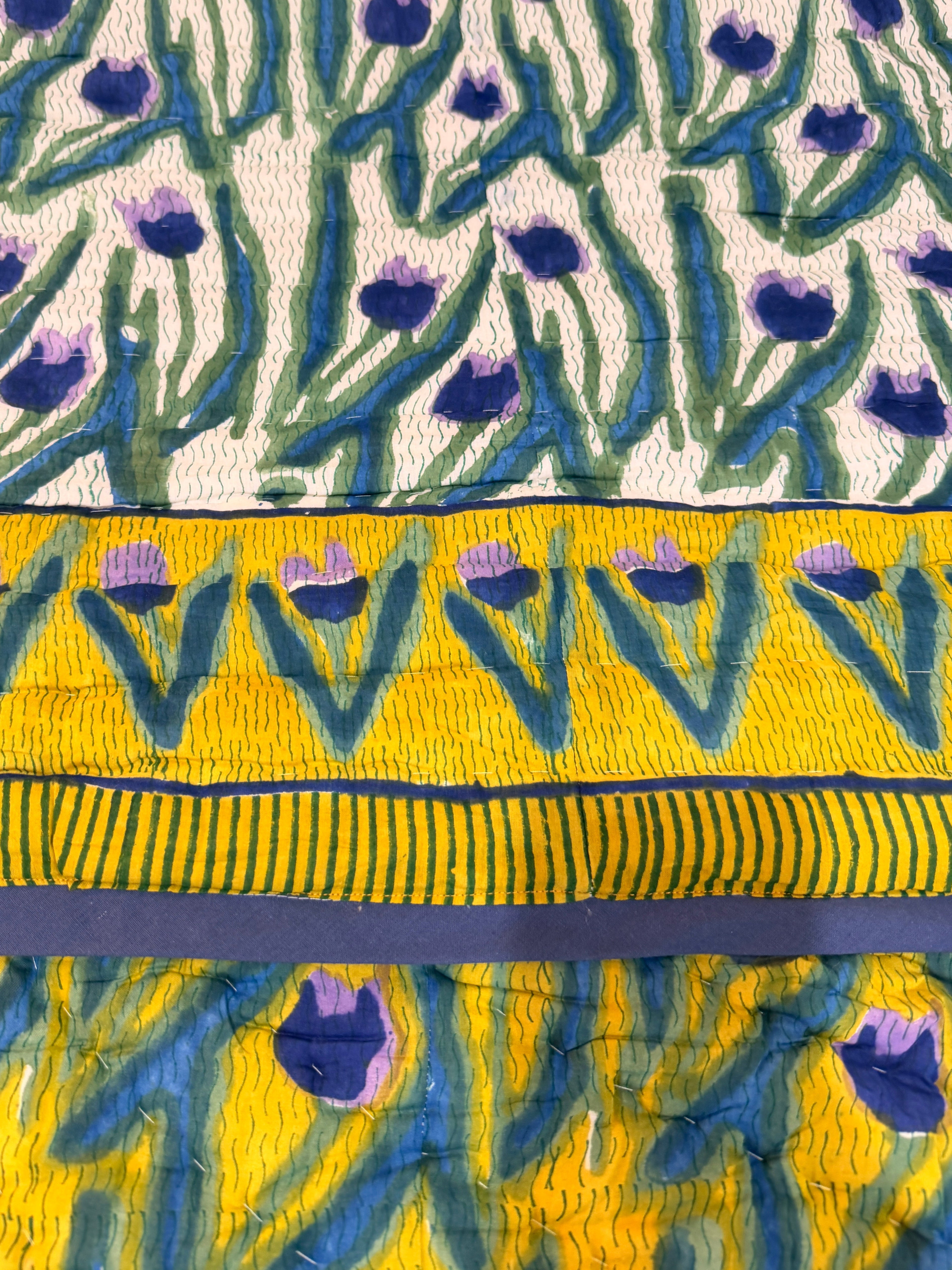 Yellow Tulip Vibrant Blanket – King Size Reversible 100% Cotton Quilt