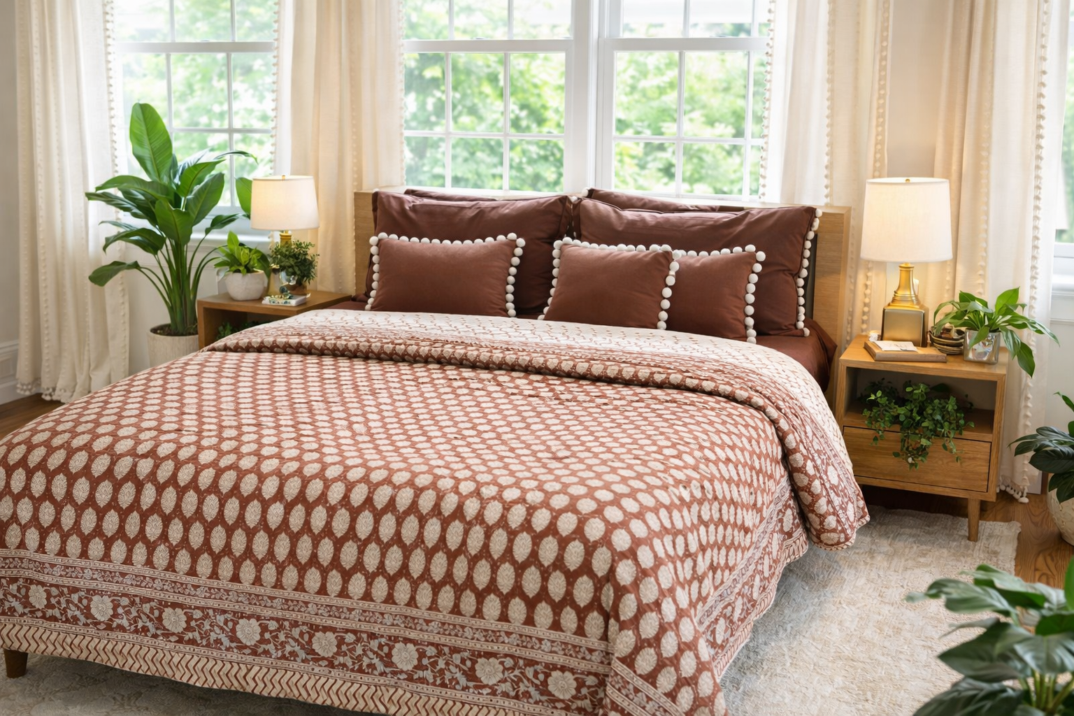 Brown Tulip Reversible - Queen Quilt